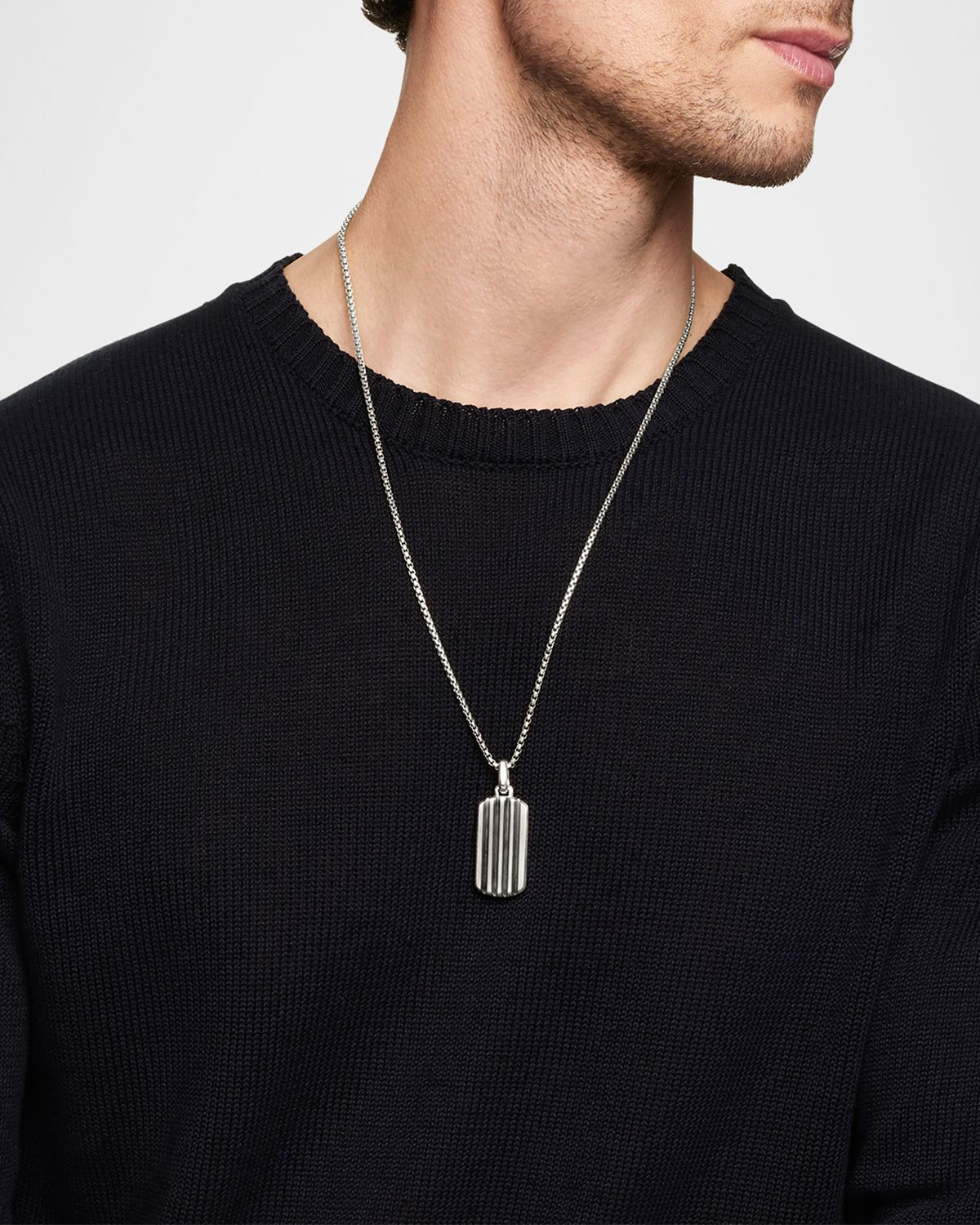 David Yurman Men 's Beveled Tag Pendant in Titanium, 35mm