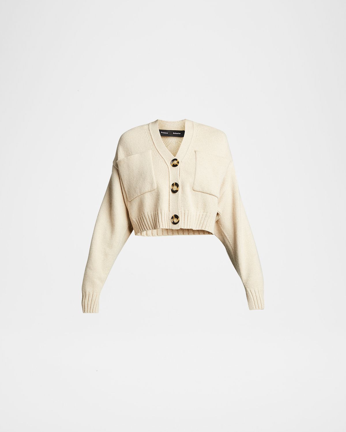 Proenza Schouler Solid Cropped Cashmere Cardigan