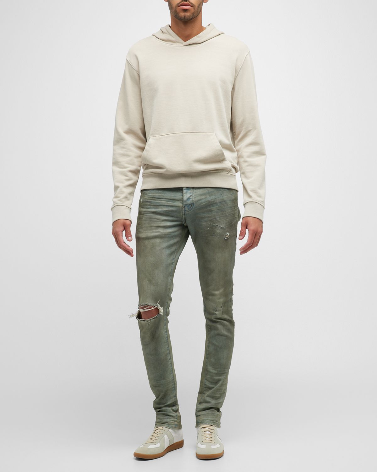 PURPLE Men 's P001 Light Dirty Wax Skinny Jeans