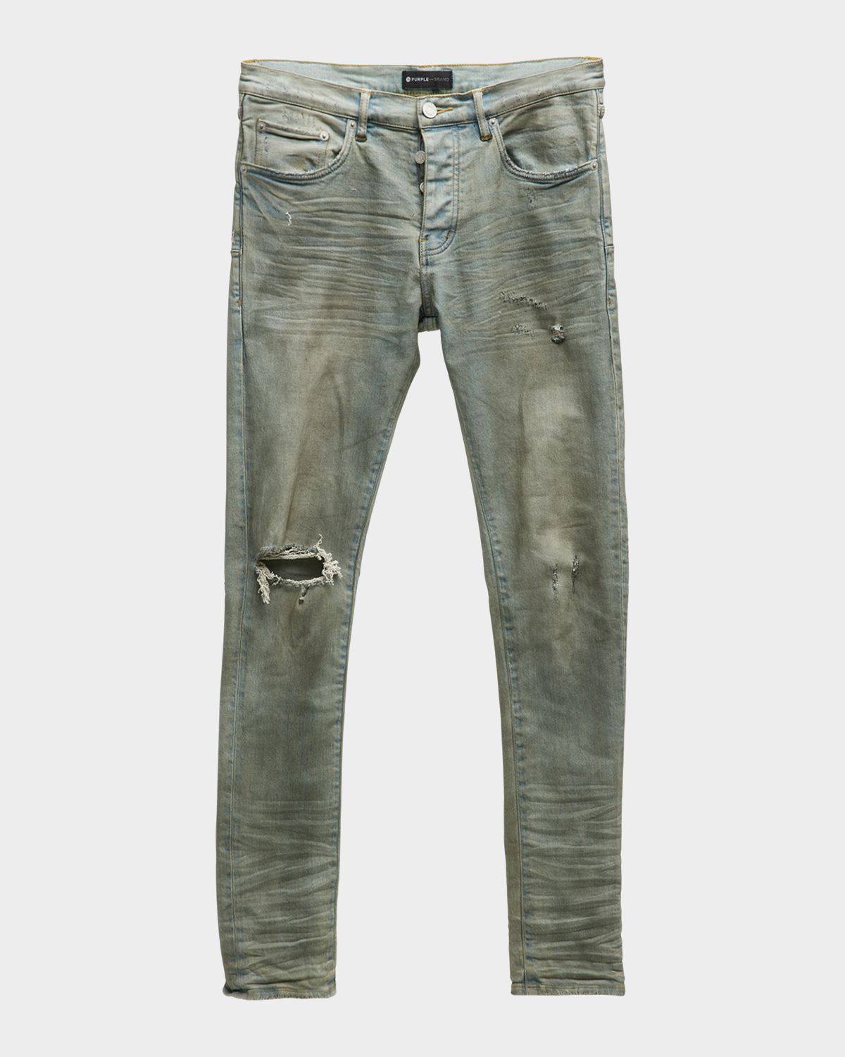 PURPLE Men 's P001 Light Dirty Wax Skinny Jeans