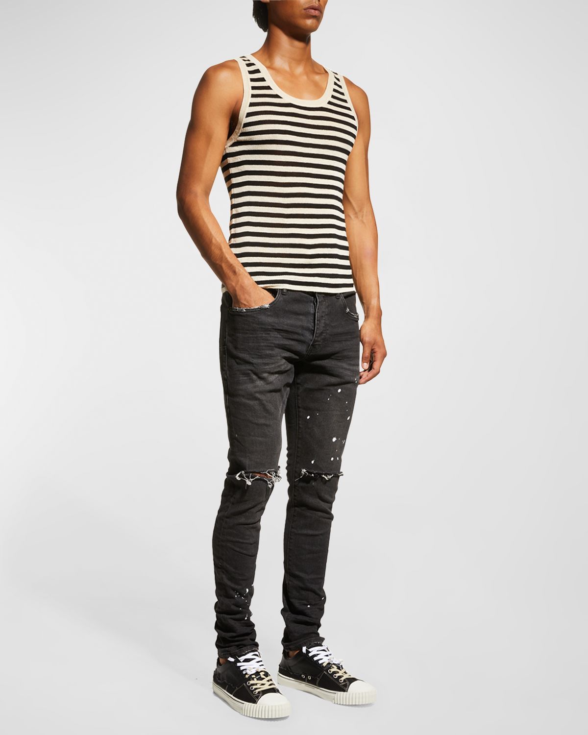 PURPLE Men 's Slim-Fit Distressed Low-Rise Skinny Jeans