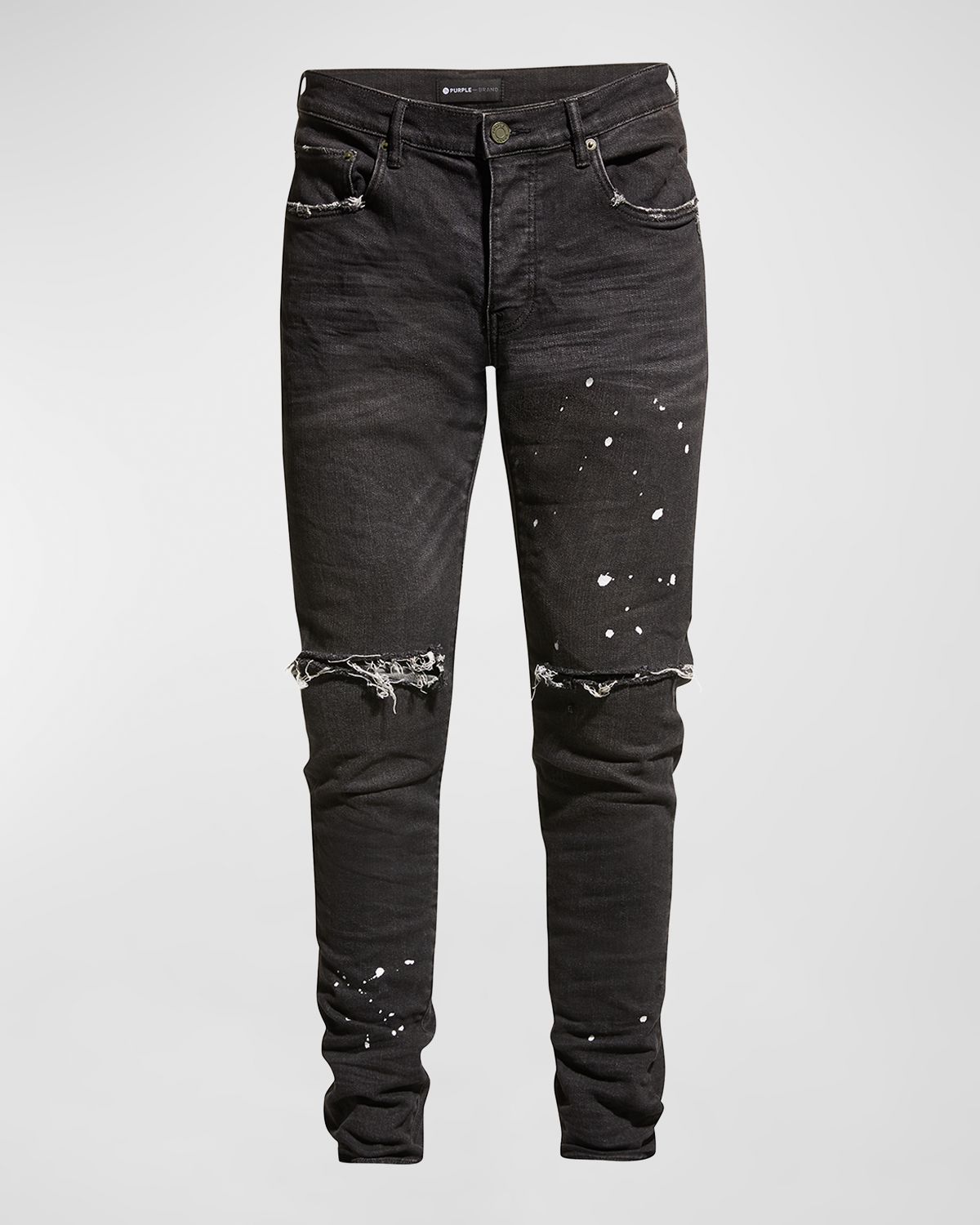 PURPLE Men 's Slim-Fit Distressed Low-Rise Skinny Jeans