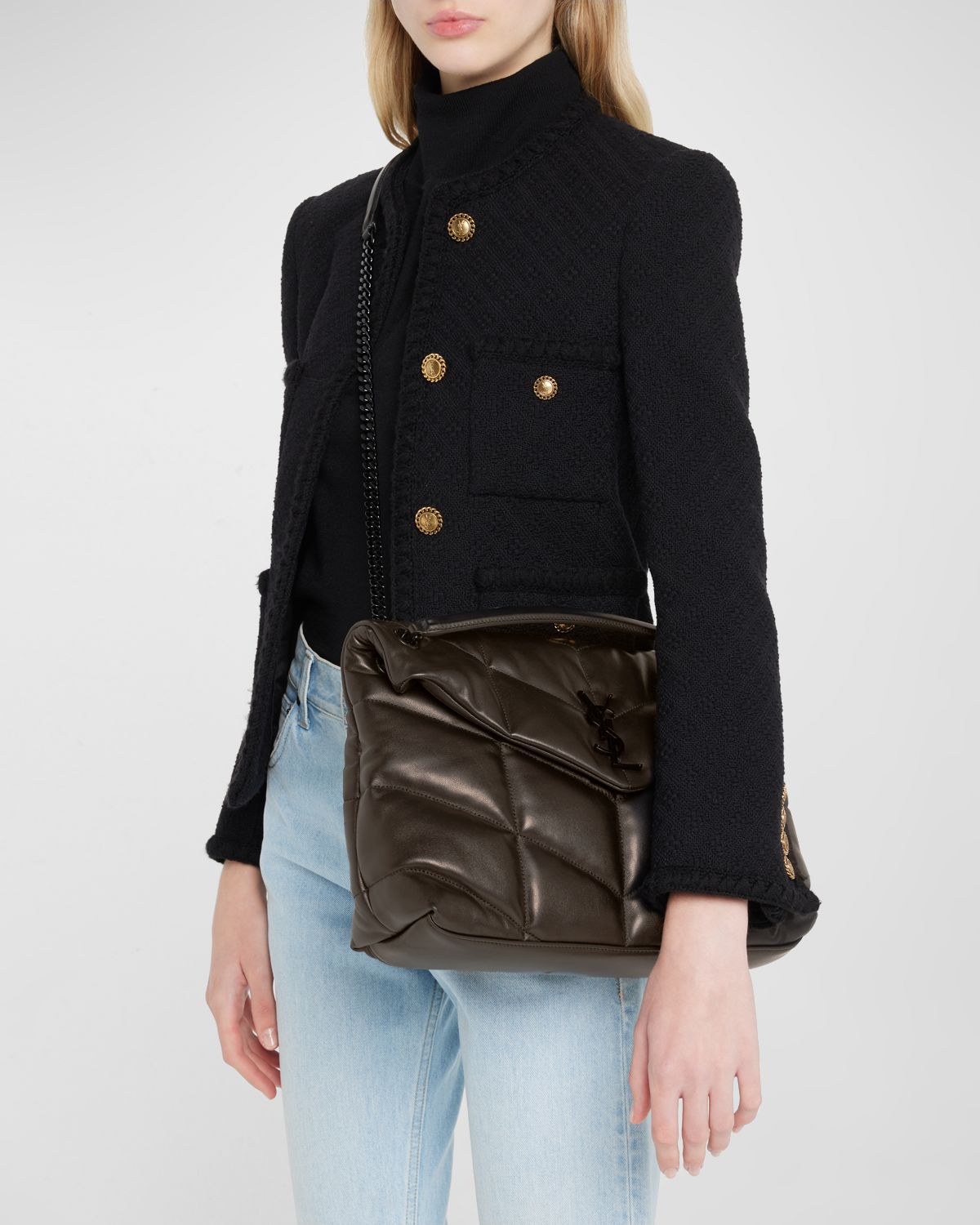 Saint Laurent Lou Puffer Medium YSL Shoulder Bag in Quilted Leather