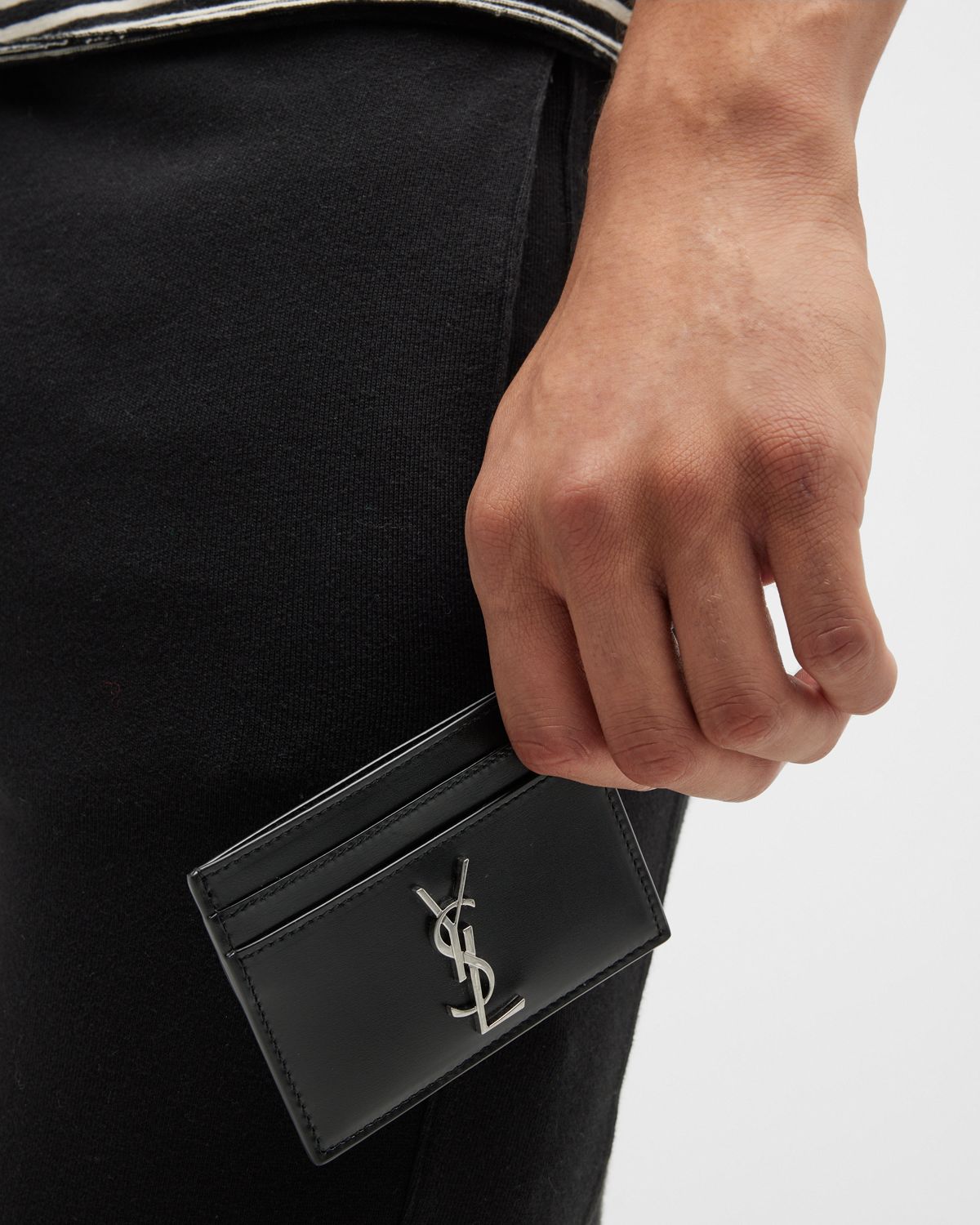 Saint Laurent Men 's YSL Monogram Leather Card Case