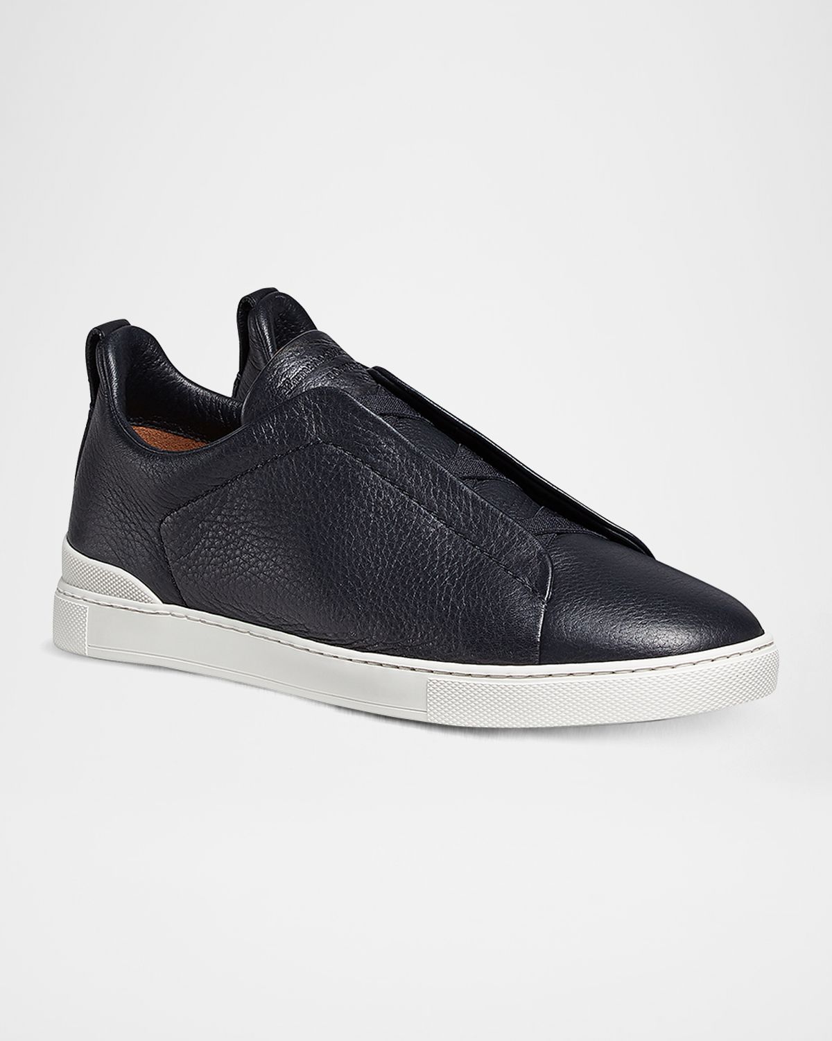 ZEGNA Men 's Triple Stitch Deerskin Leather Sneakers