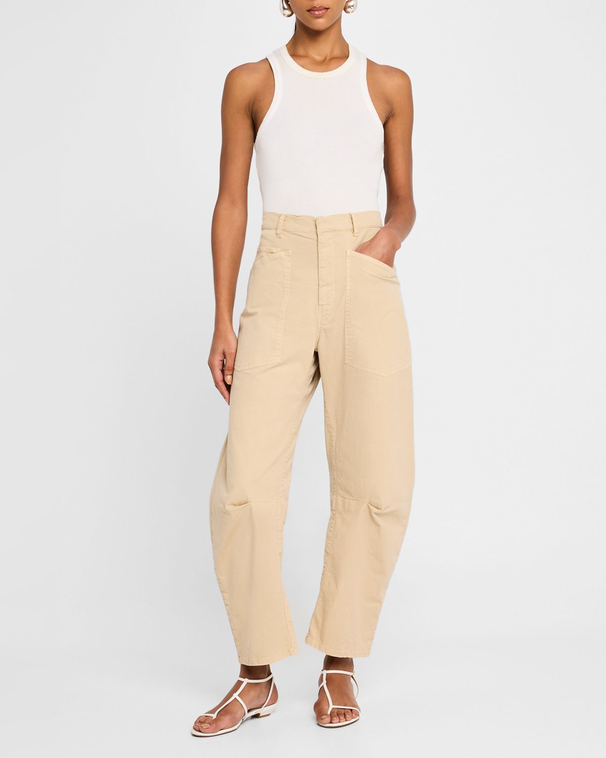 Nili Lotan Shon Mid-Rise Cropped Pants