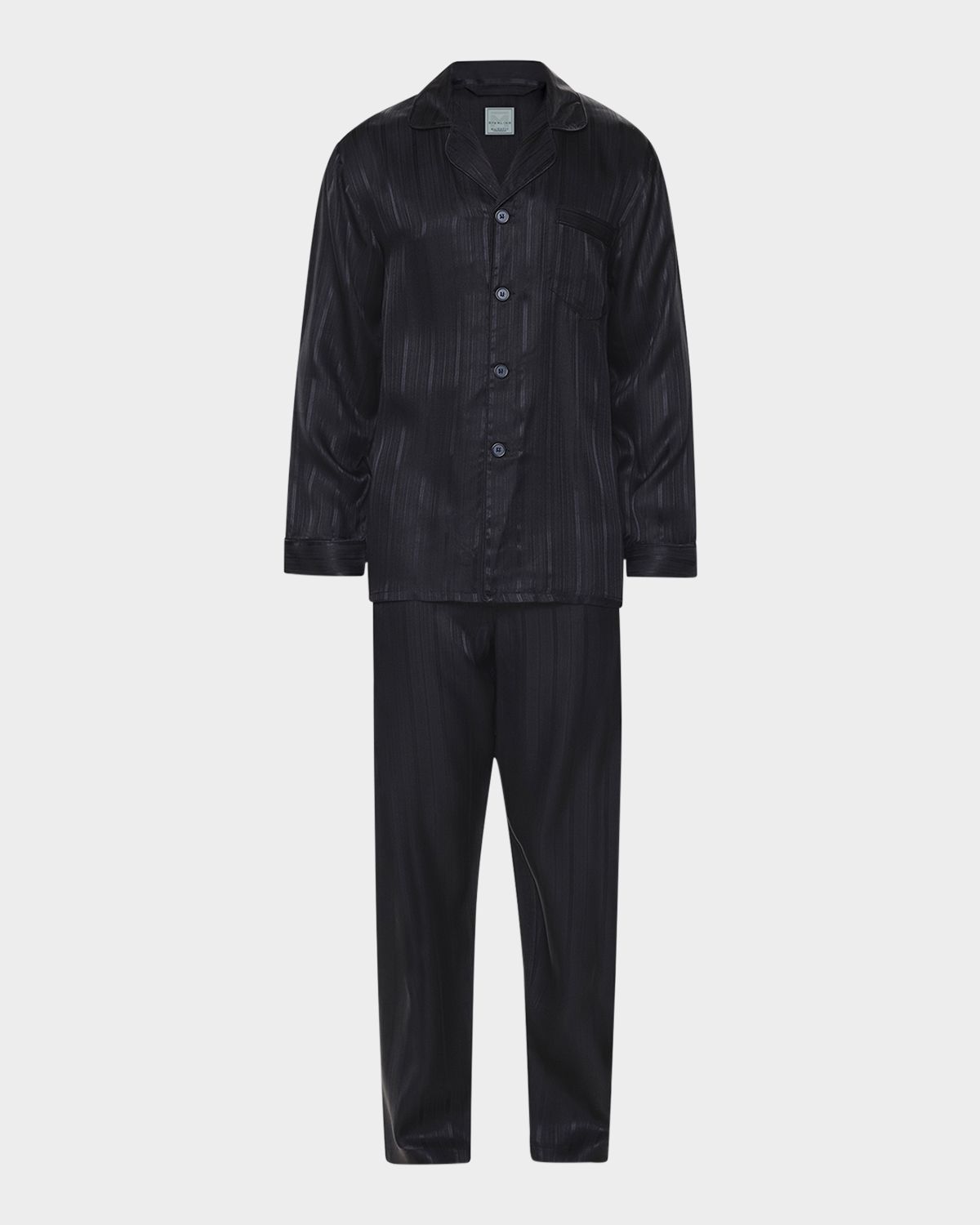 Majestic International Men 's Herringbone Striped Silk Pajama Set