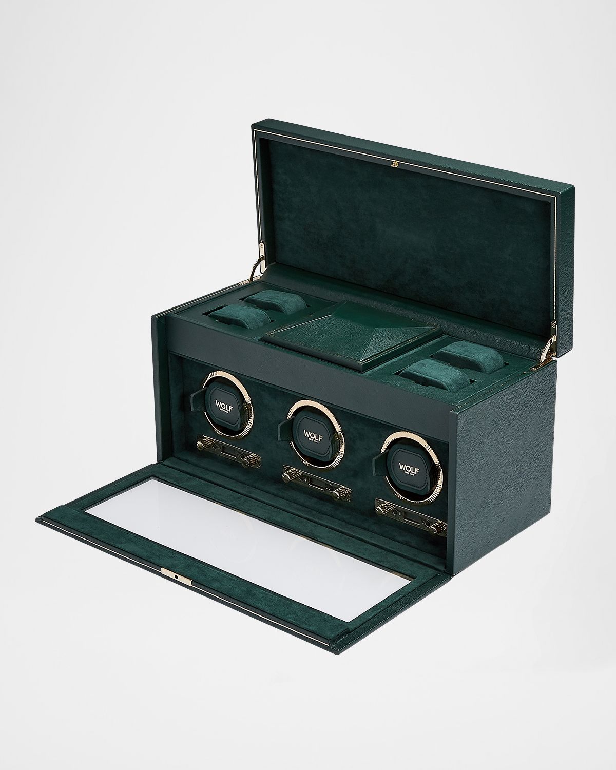 WOLF British Racing Triple Watch Winder with Storage