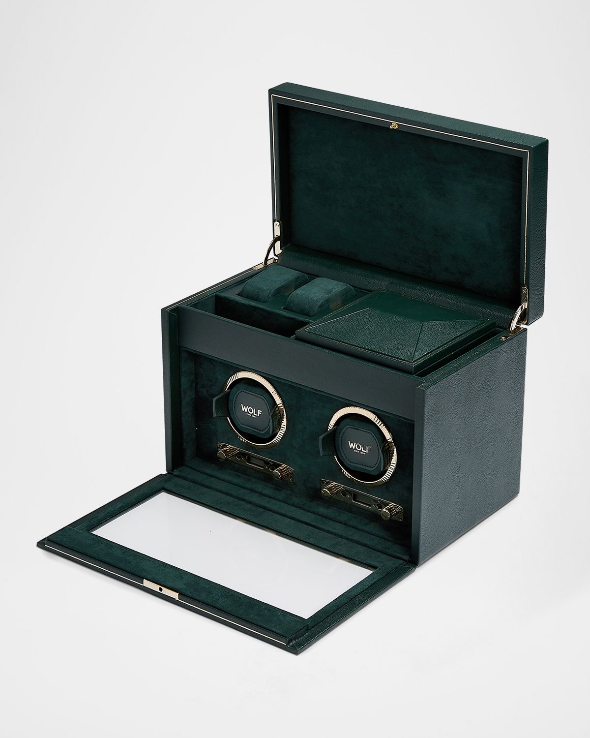 WOLF British Racing Double Watch Winder with Storage