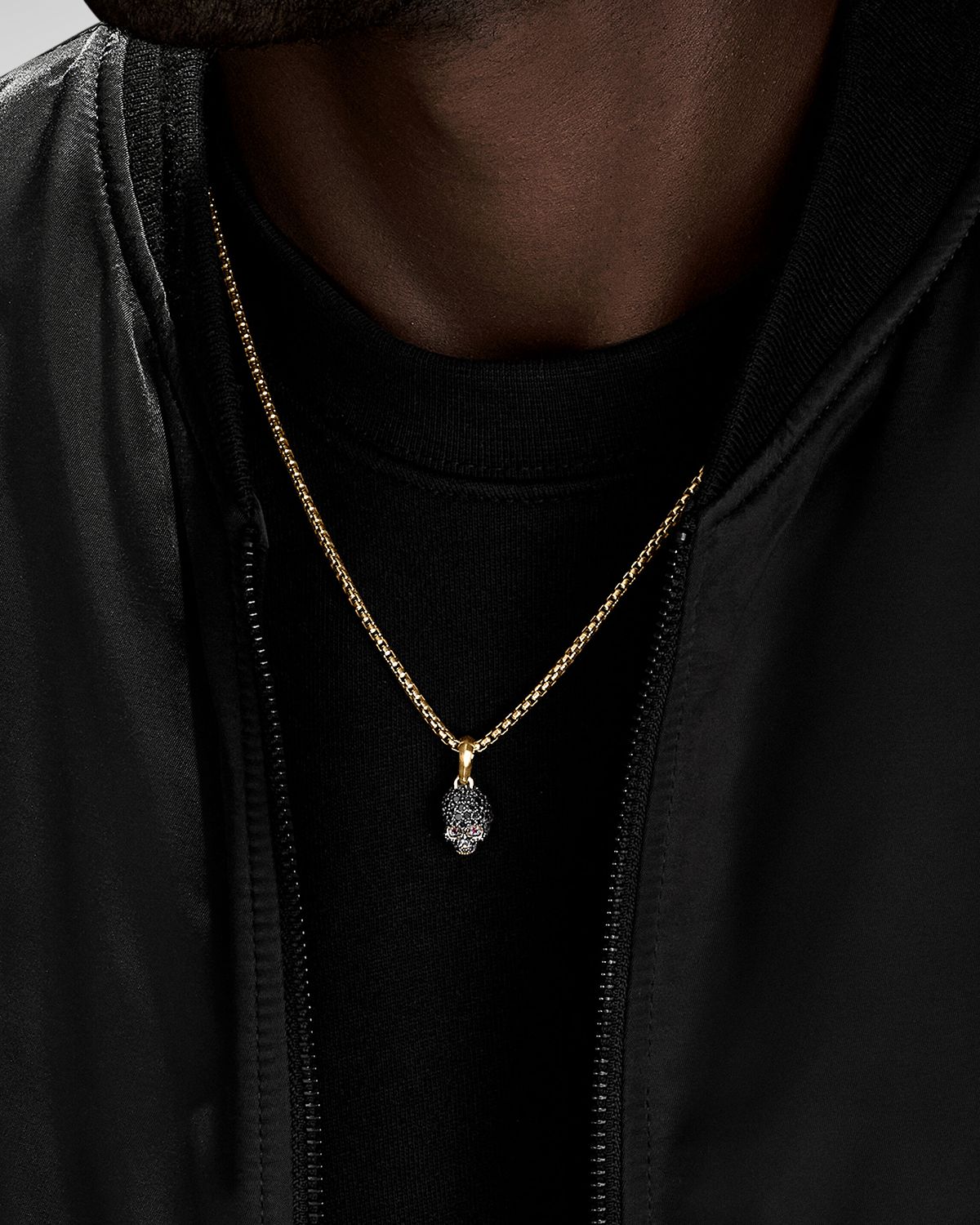 David Yurman Men 's Memento Mori Skull Pendant with Diamonds in 18K Gold, 14mm