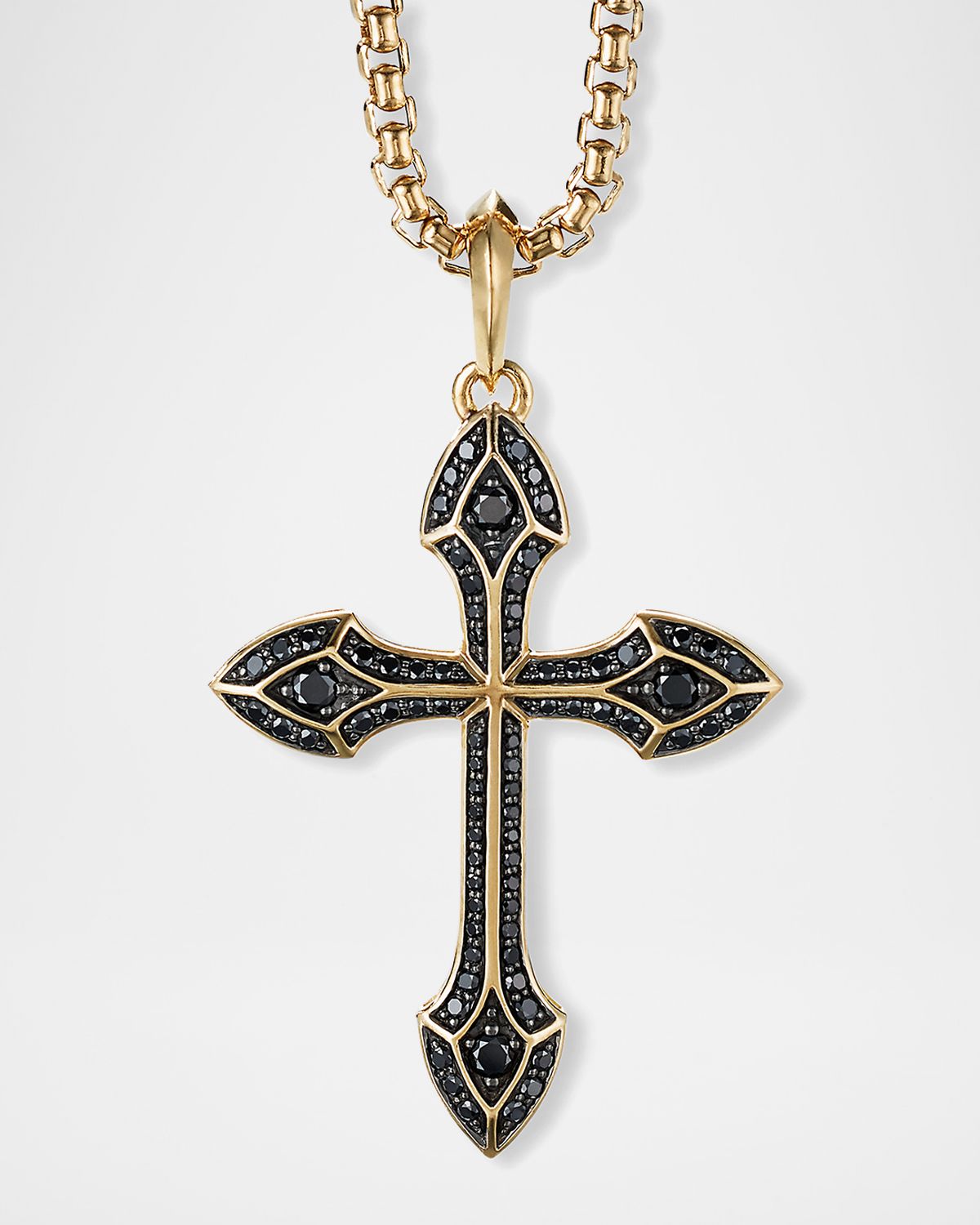 David Yurman Men 's Gothic Cross Pendant with Diamonds in 18K Gold, 36.5mm