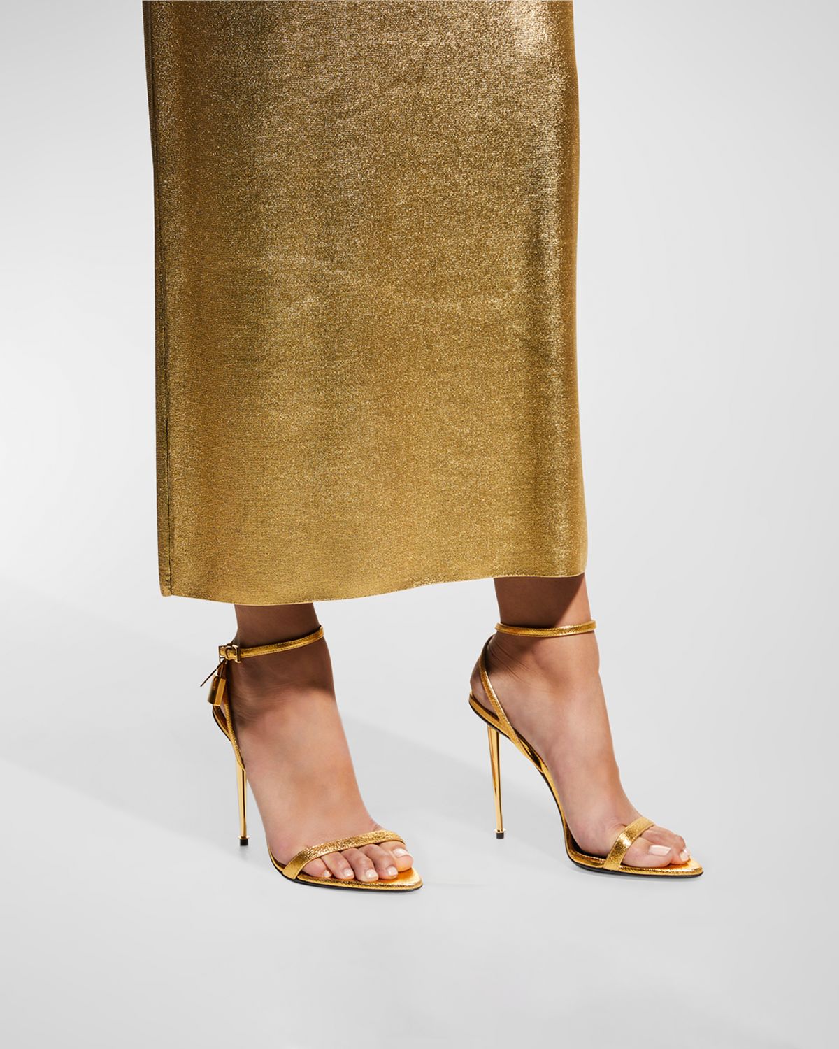 TOM FORD Lock Metallic Stiletto Sandals