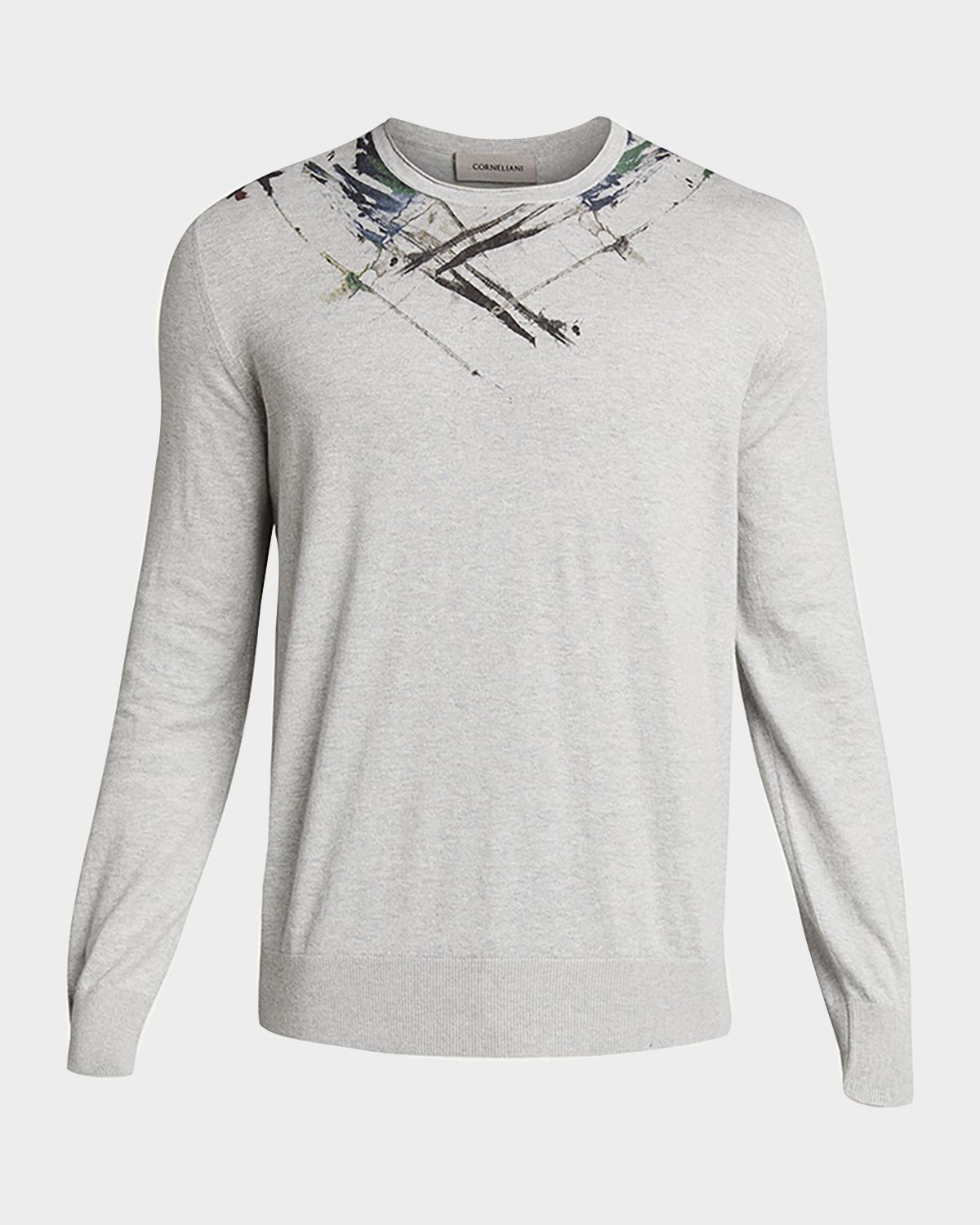 Corneliani Men 's Crew Sweater with Paint Detail