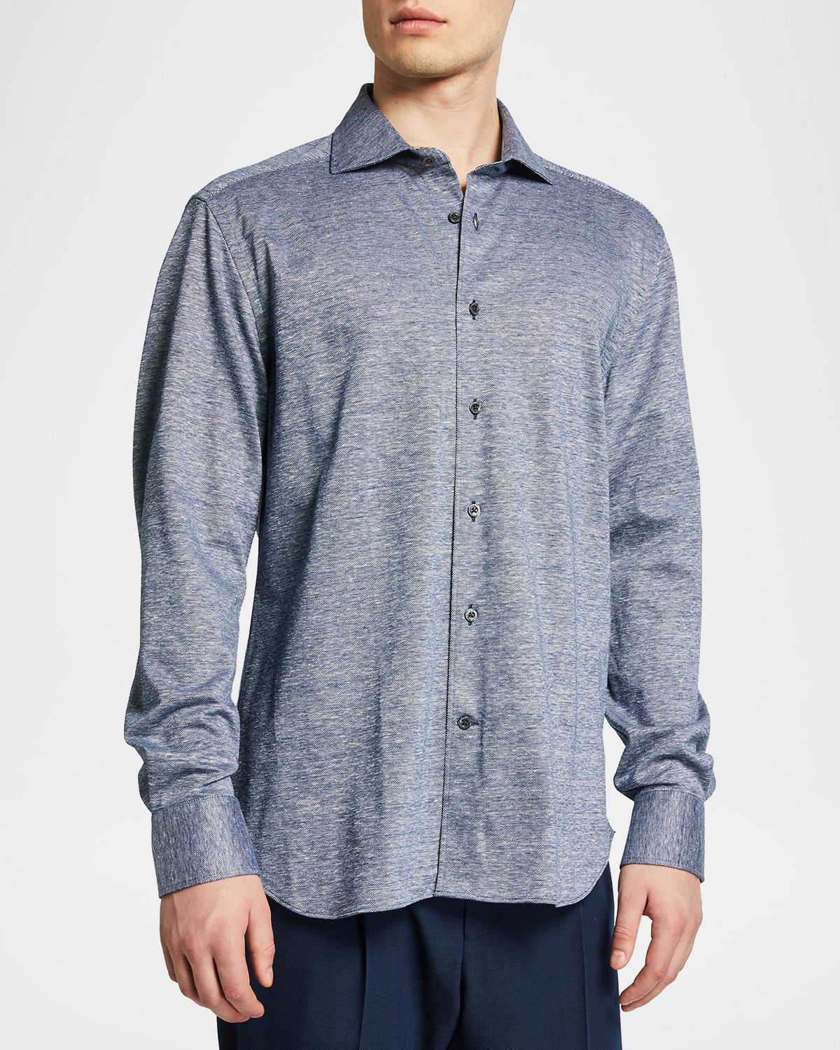 Corneliani Men 's Melange Linen-Cotton Sport Shirt