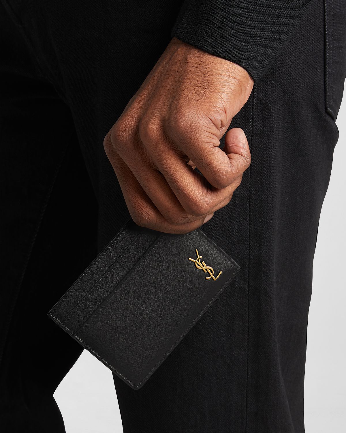 Saint Laurent Cassandre YSL Tiny Monogram Card Case in Smooth Leather