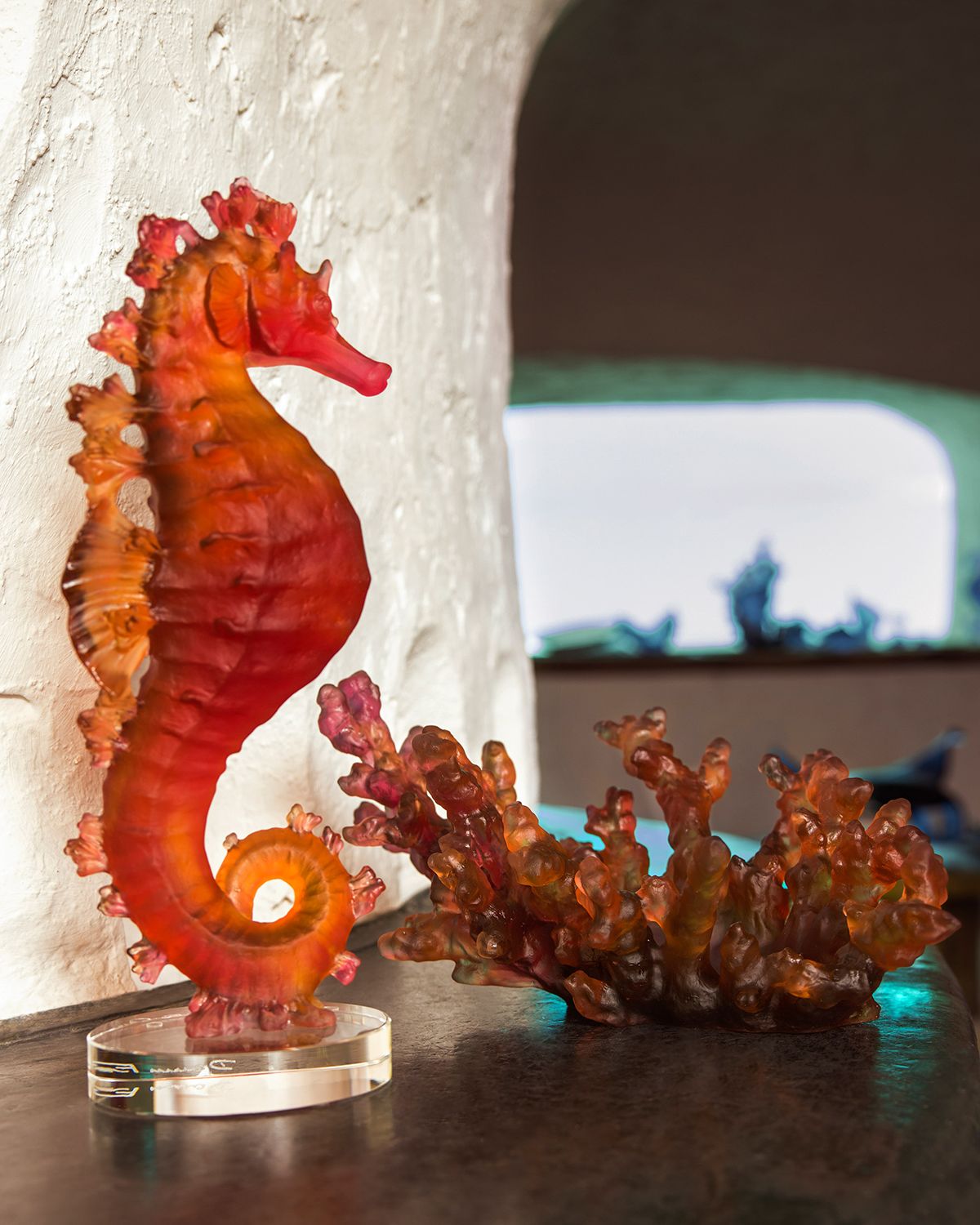 Daum Coral Sea Medium Bowl, Amber/Red