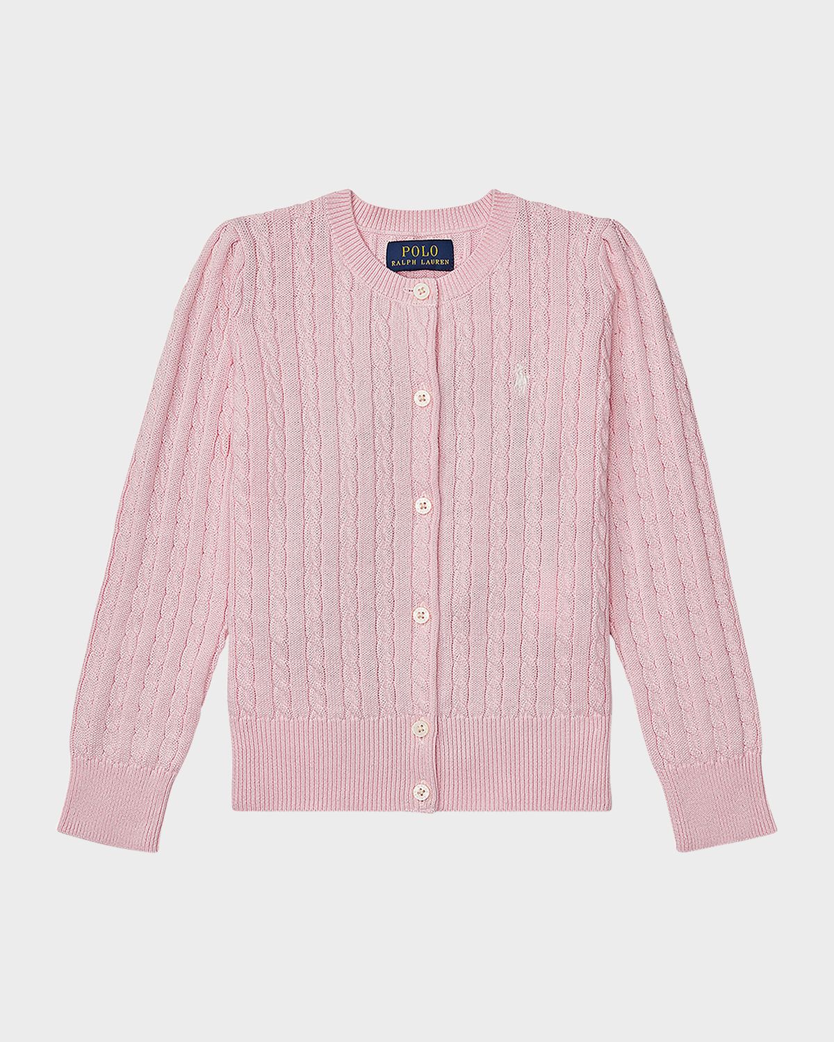 Polo Ralph Lauren Girl 's Cable-Knit Cotton Ribbed Cardigan, Size 2-6X