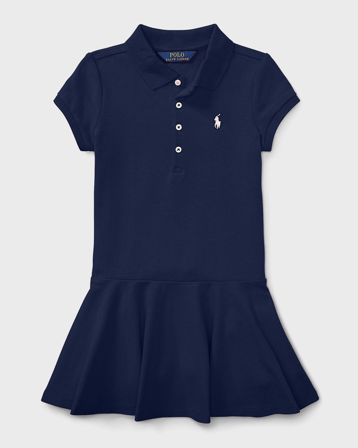 Polo Ralph Lauren Girl 's Logo Embroidered Drop-Waist Polo Dress, Size 2-