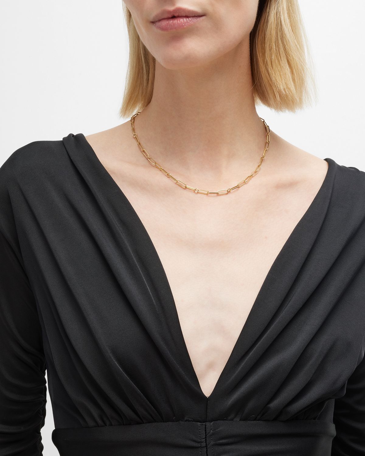 Roberto Coin 17" Paper Clip Chain Necklace in 18k Yellow Gold