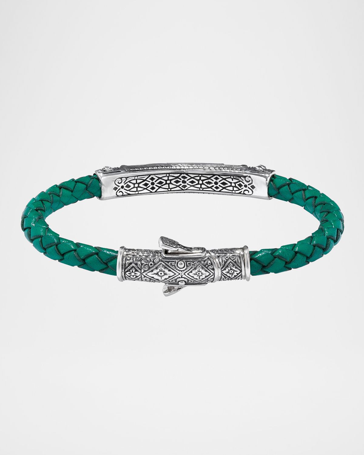 Konstantino Men 's Braided Leather Stone Bracelet w/ Sterling Silver