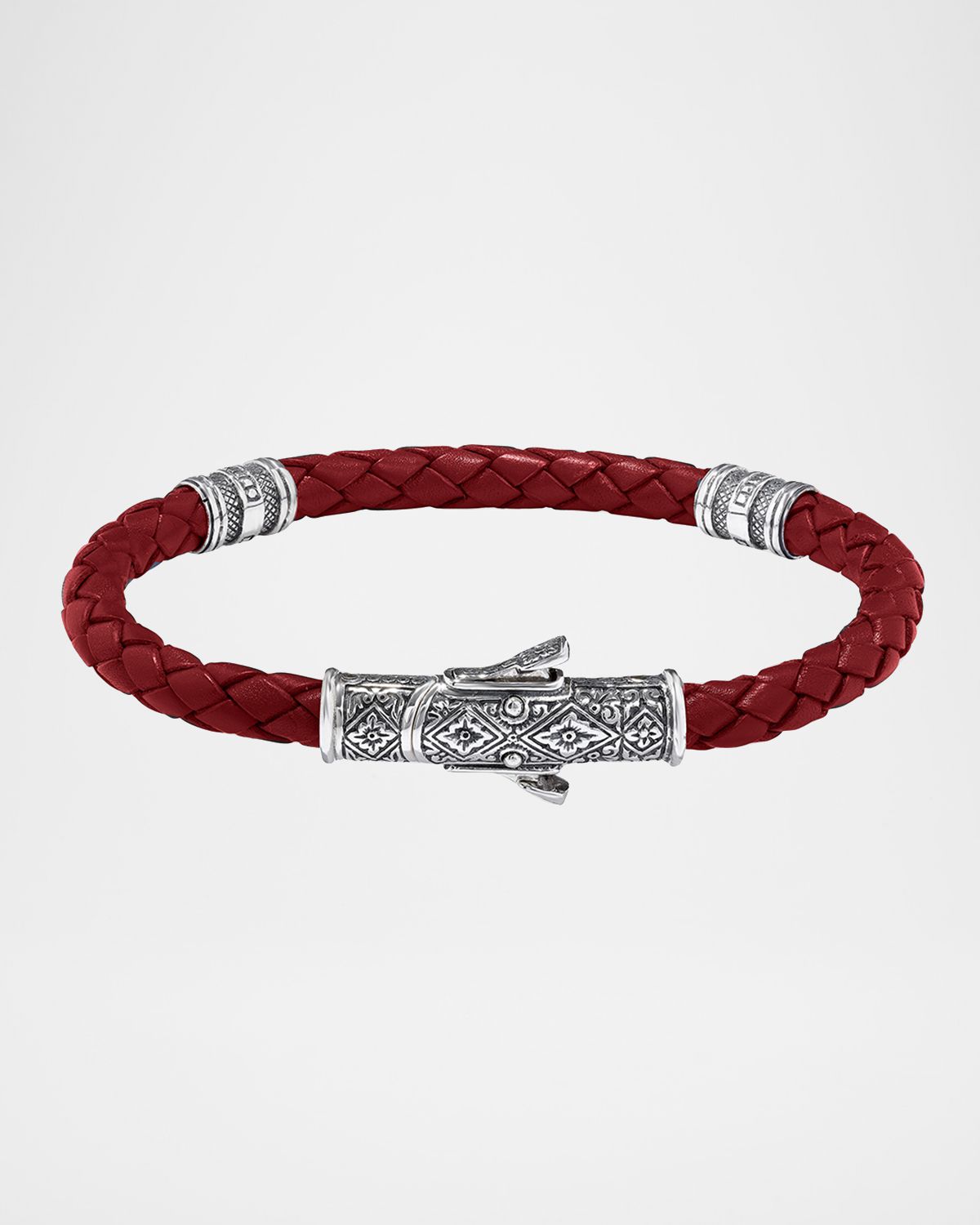 Konstantino Men 's Braided Leather Bracelet w/ Sterling Silver