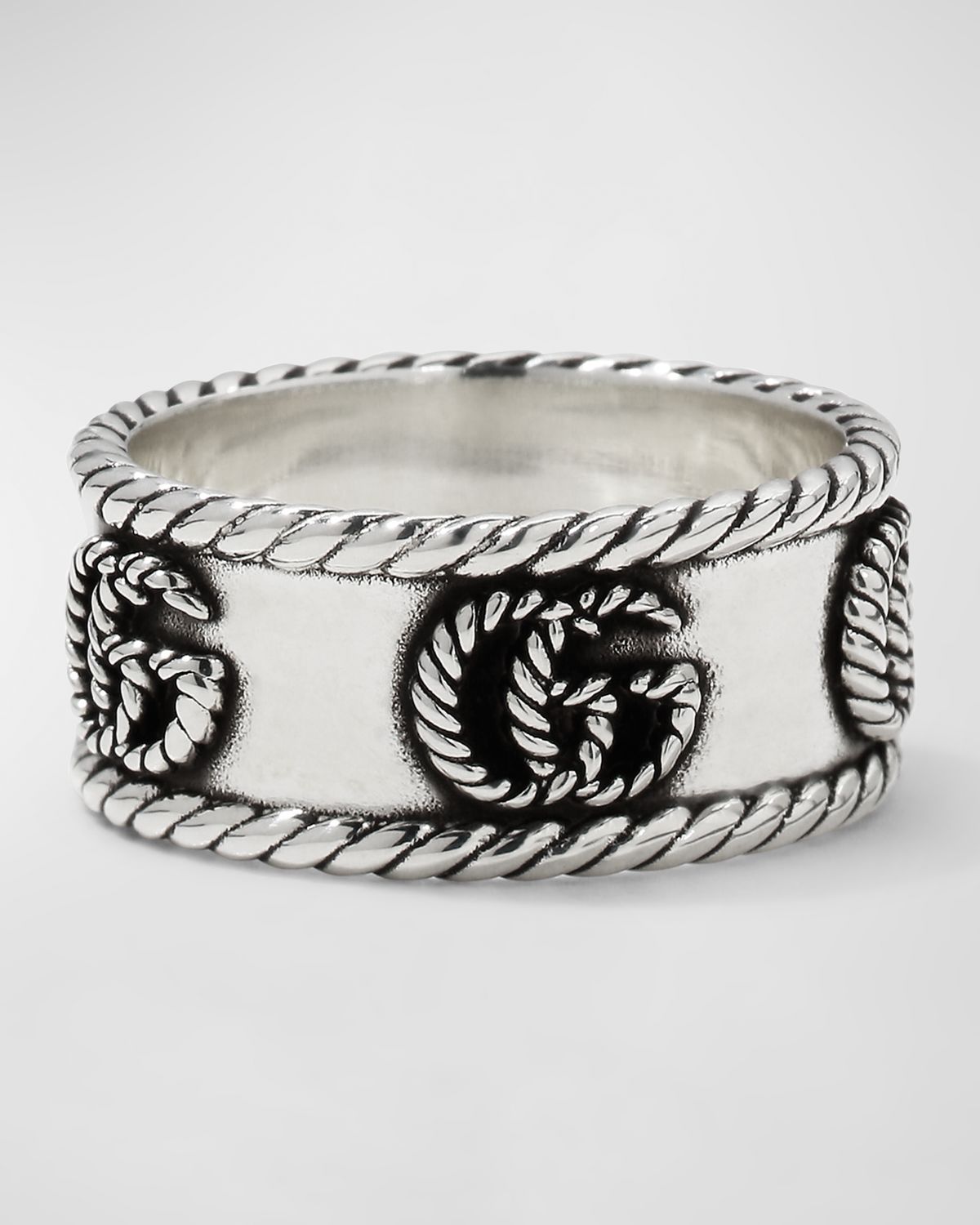 Gucci GG Marmont Cabled Sterling Silver Band Ring
