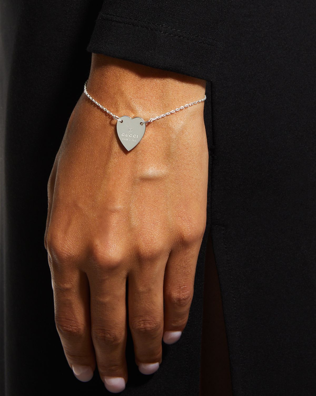 Gucci Sterling Silver Heart Bracelet With Trademark