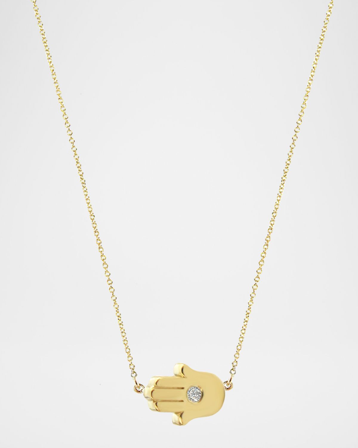 Jennifer Meyer 18k Mini Hamsa Necklace with Diamond Accent