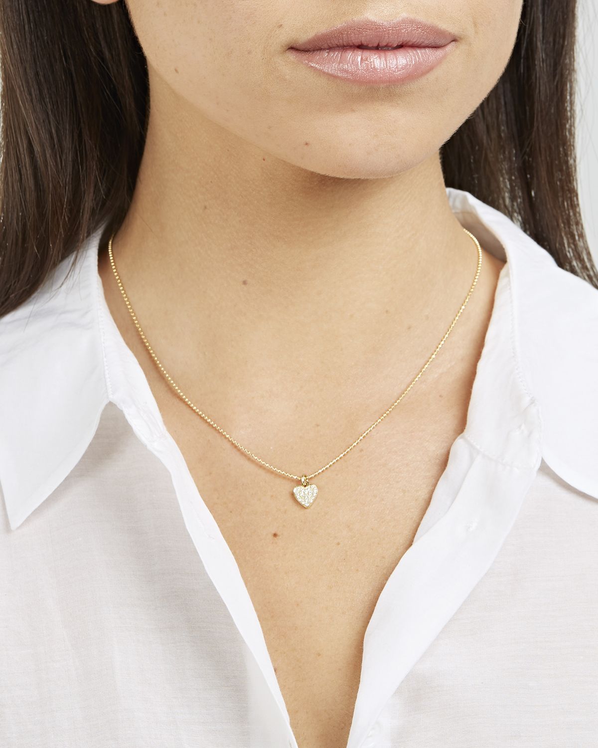 Jennifer Meyer 18k Gold Diamond Heart Pendant Necklace on 14k Chain