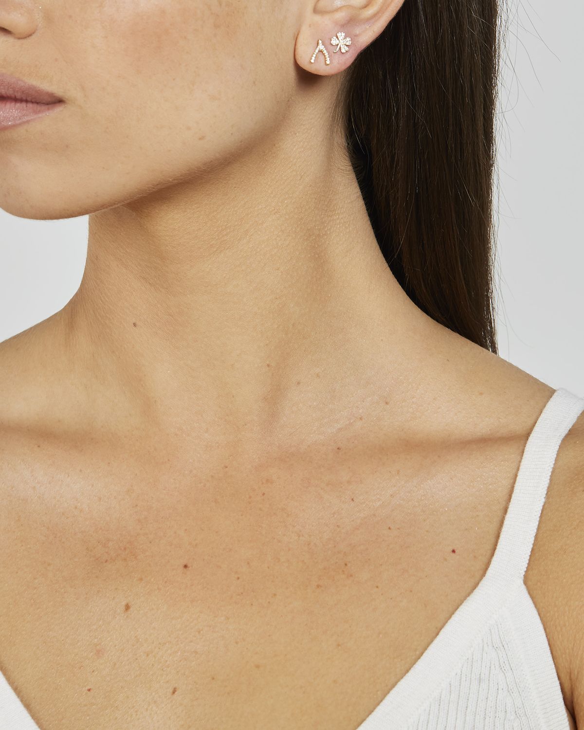 Jennifer Meyer 18k Mini Diamond Wishbone Stud Earrings