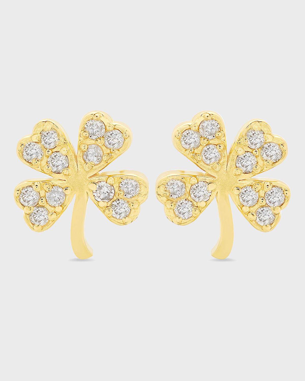 Jennifer Meyer Mini Diamond Four-Leaf Clover Stud Earrings