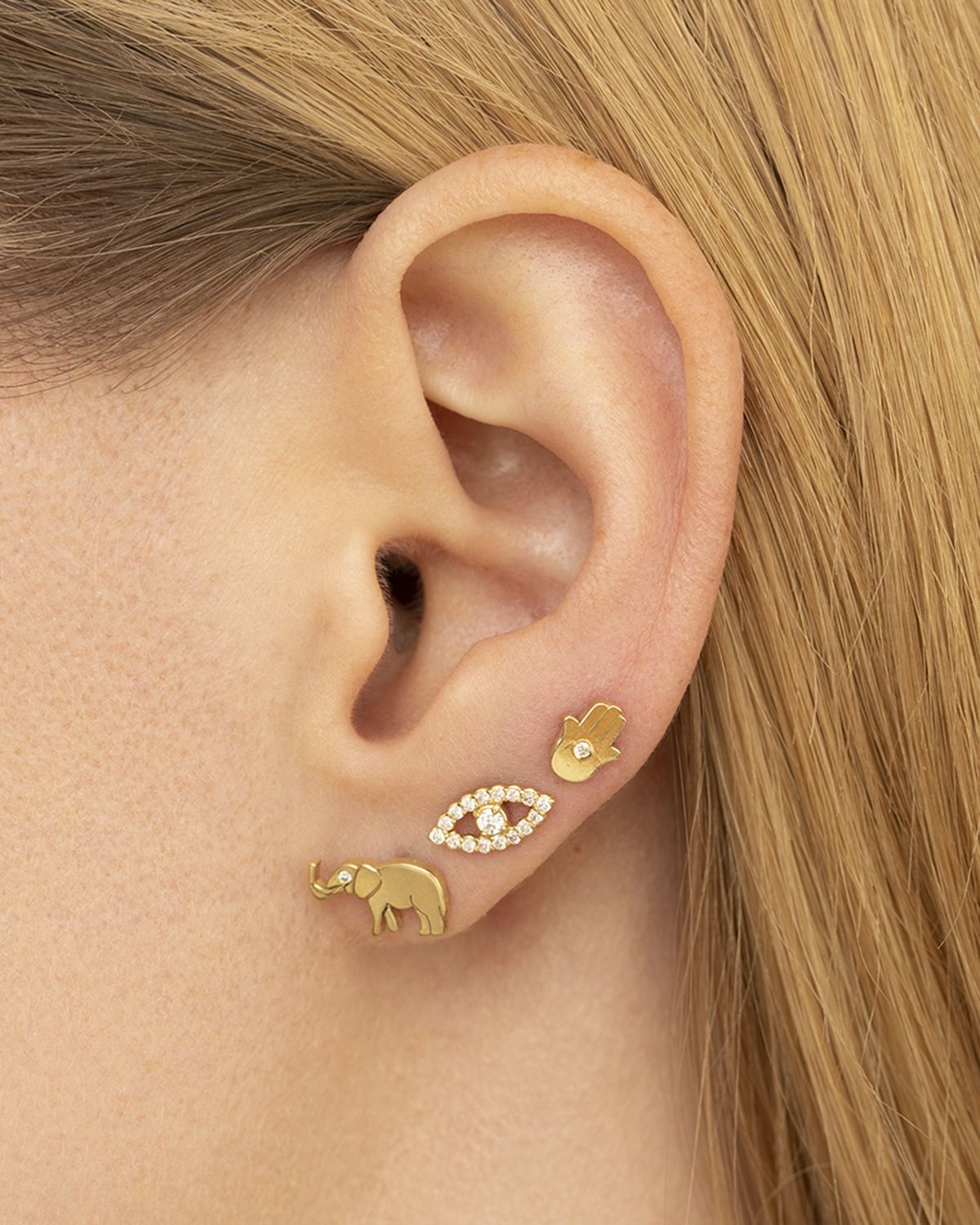 Jennifer Meyer Mini Diamond Open Evil Eye Earrings