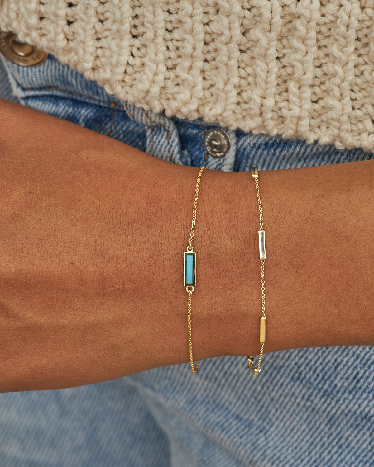 Jennifer Meyer 18k Inlay Bar Bracelet, Turquoise