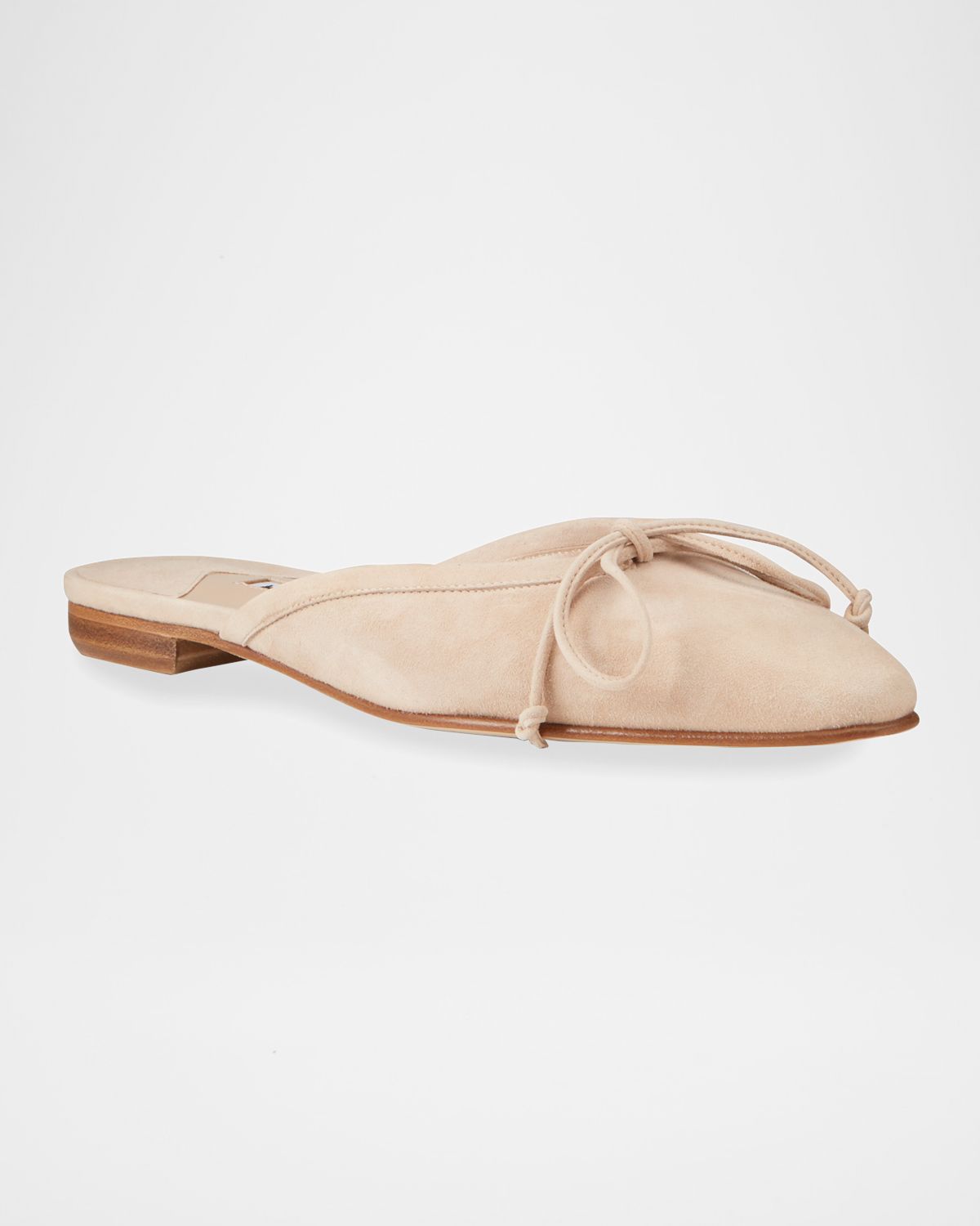 Manolo Blahnik Ballerimu Suede Bow Ballerina Flat Mules