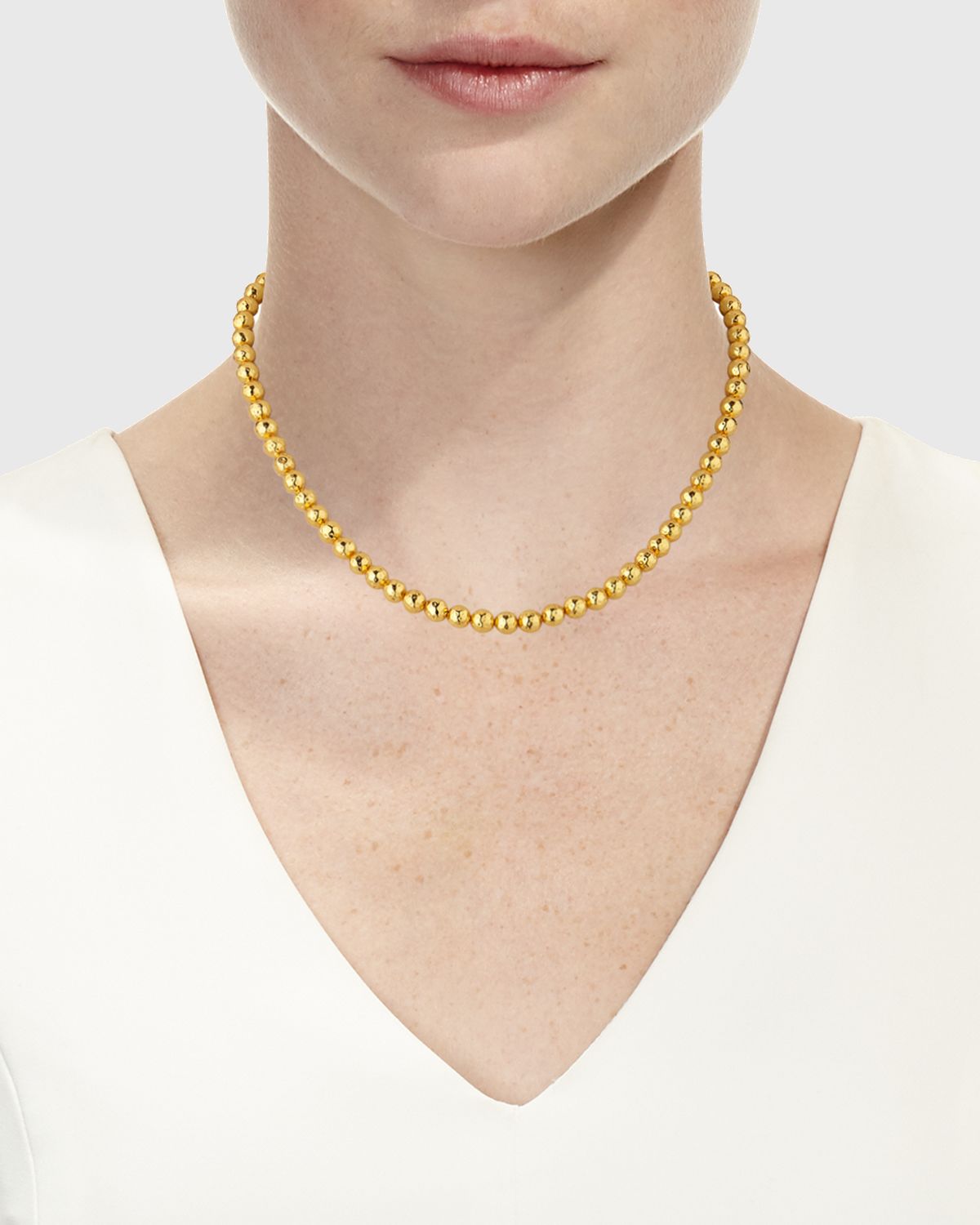 NEST Jewelry Hammered Gold Beaded Necklace