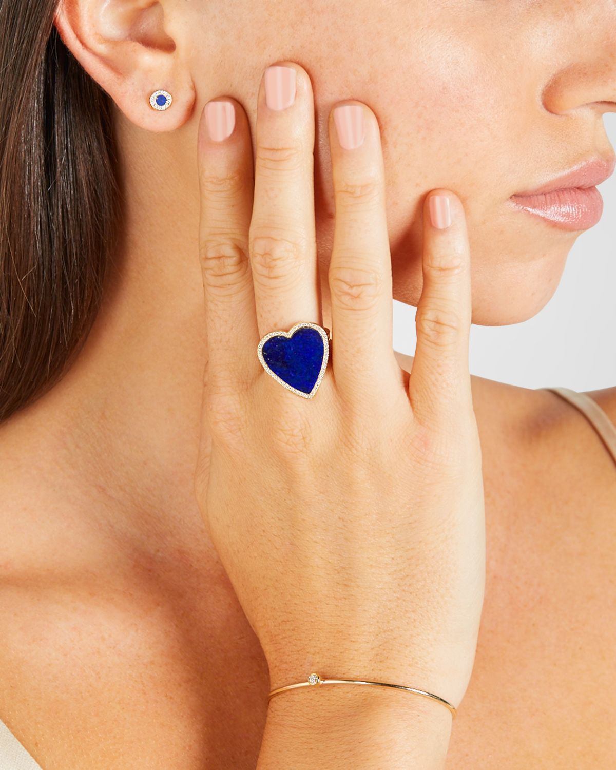 Jennifer Meyer 18k Heart Diamond-Trim Ring, Size 6.5