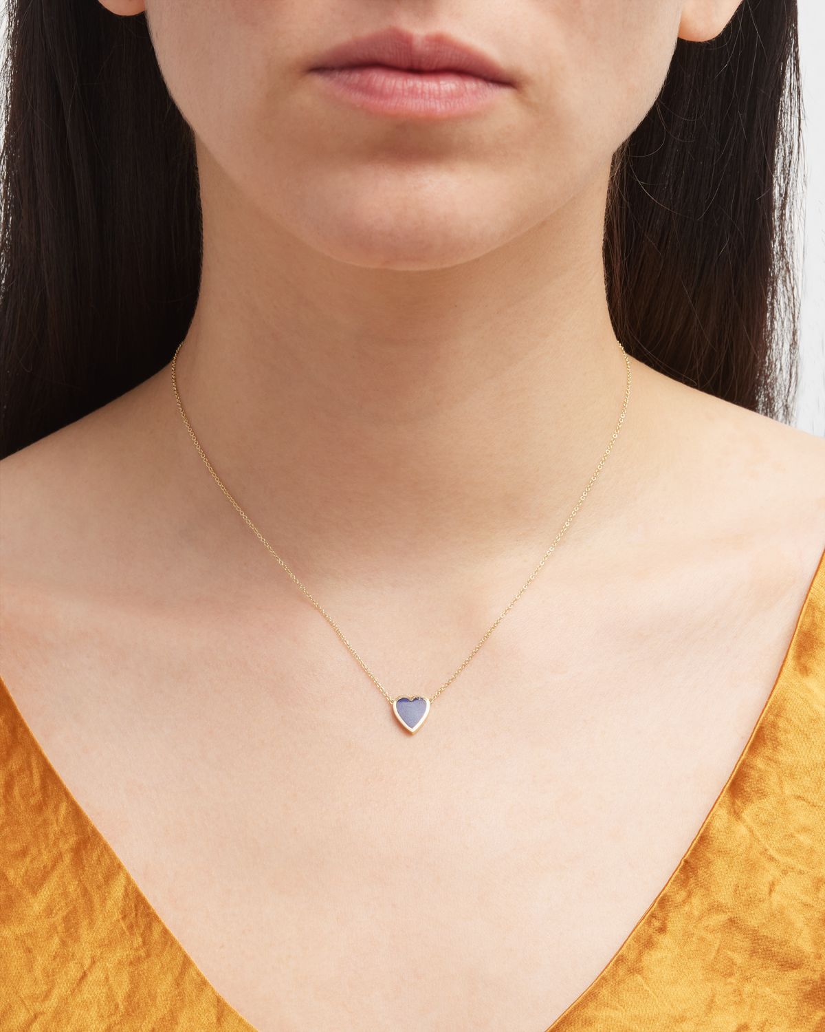 Jennifer Meyer 18k Mini Inlay Heart Necklace