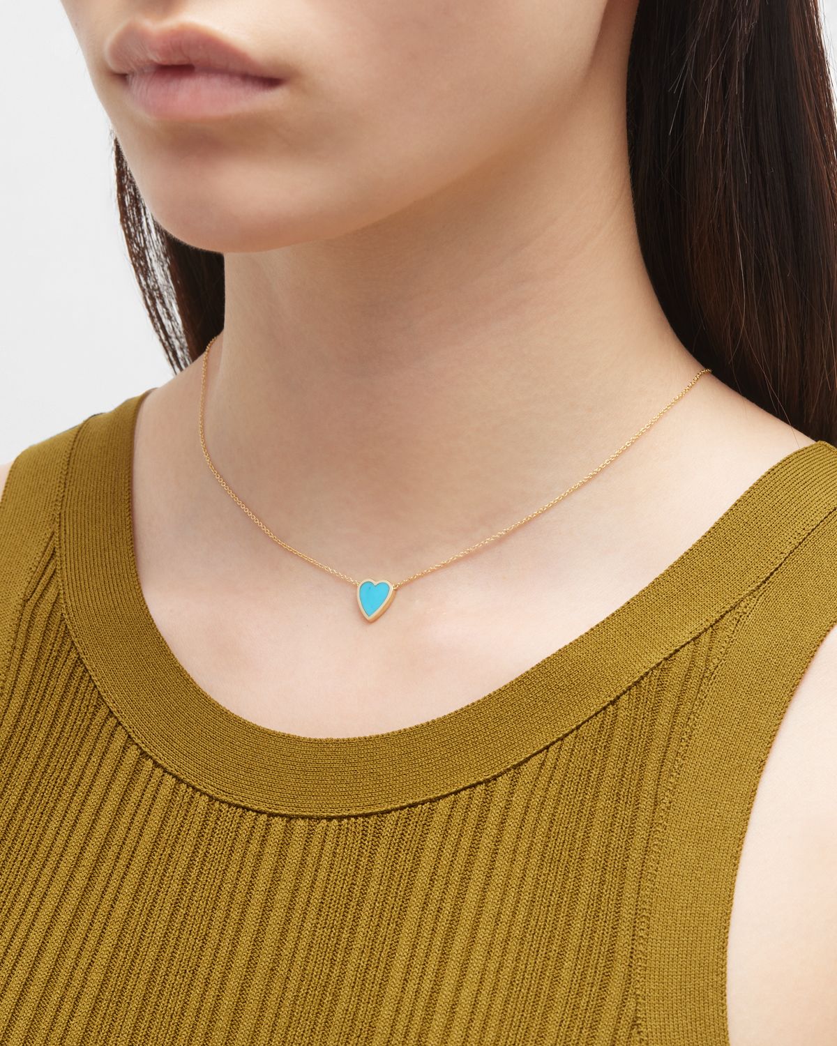 Jennifer Meyer 18k Mini Inlay Heart Necklace