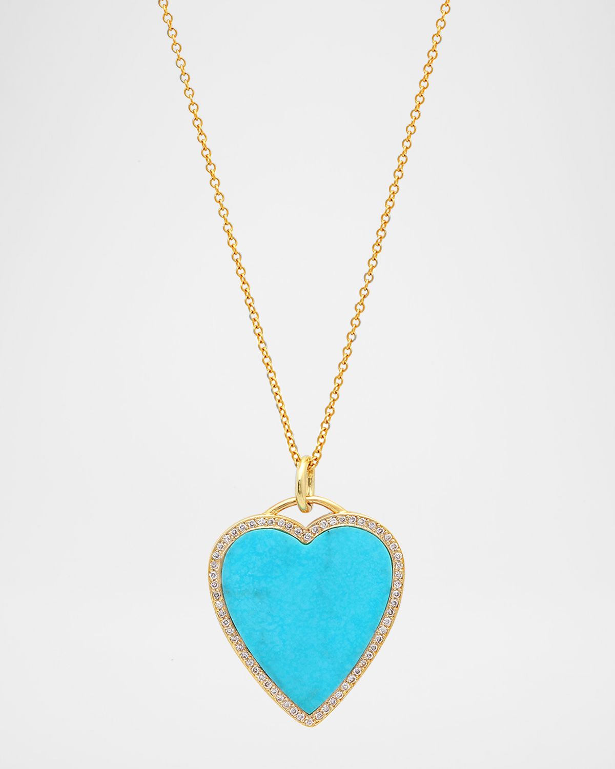 Jennifer Meyer 18k Inlay Heart Necklace with Diamonds