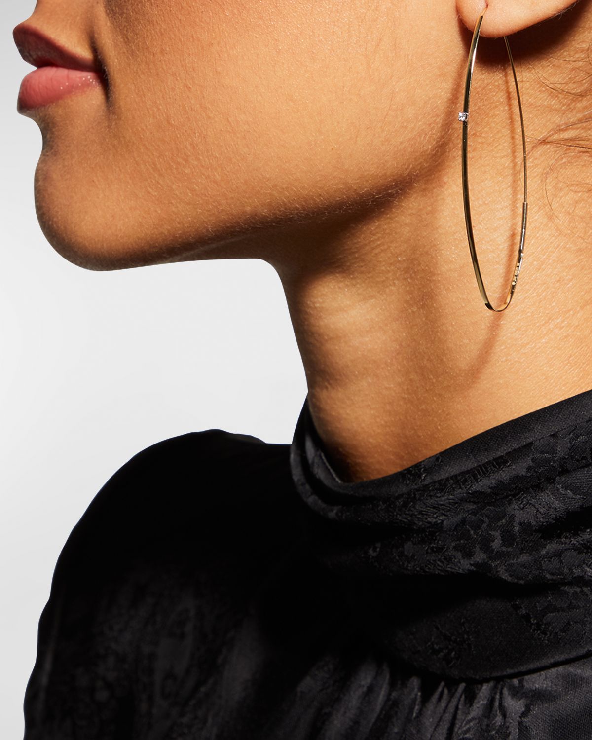 LANA Large 14K Oval Magic Hoop Earrings with Diamonds