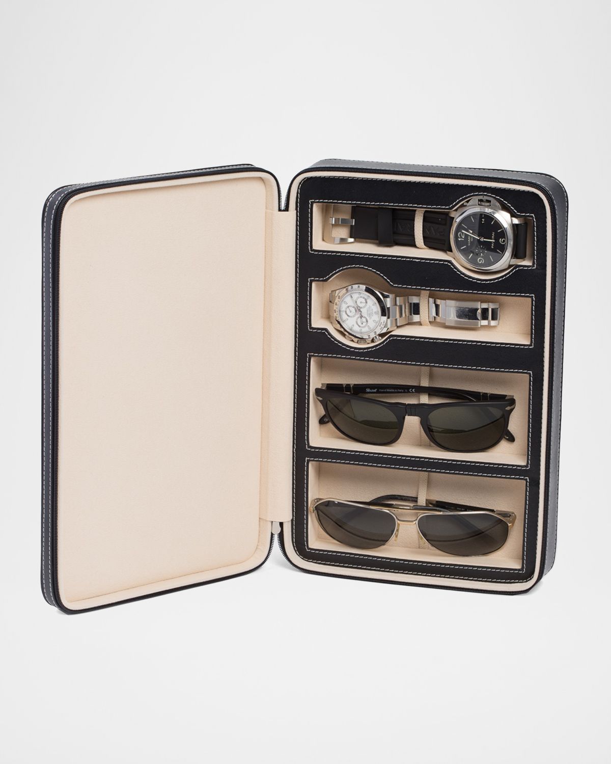 Bey-Berk Leather Watch & Sunglasses Storage Case