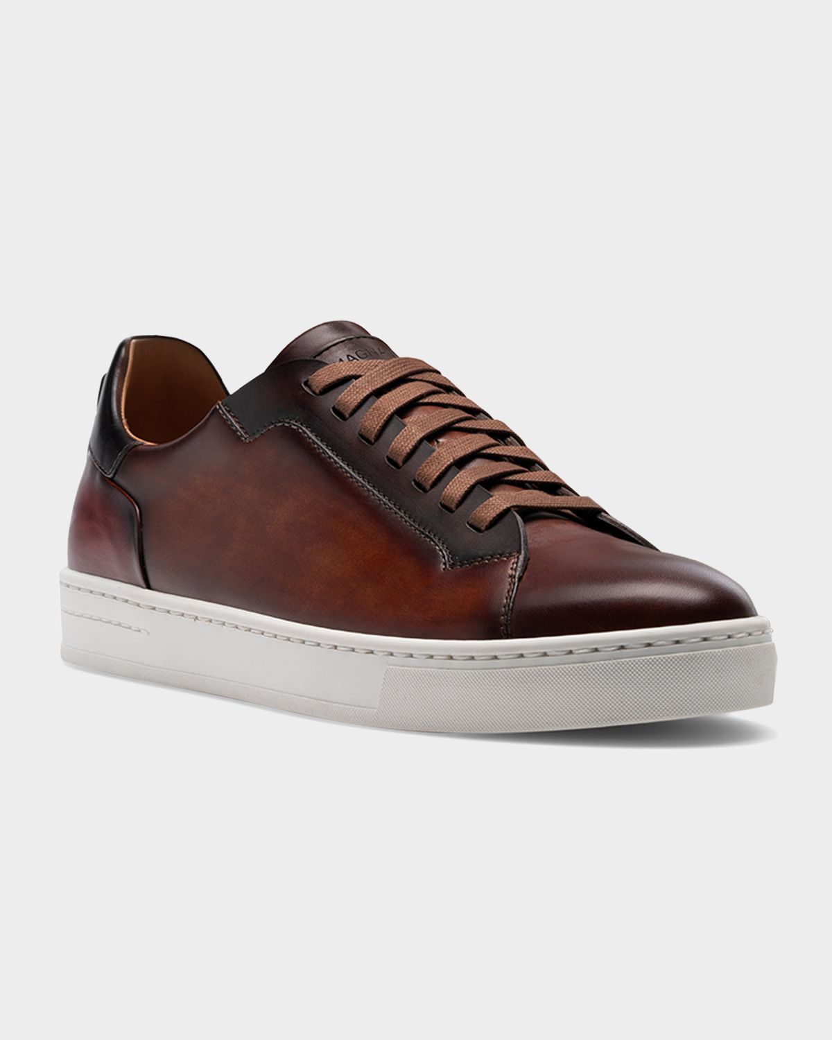 Magnanni Men 's Amadeo Burnished Leather Low-Top Sneakers