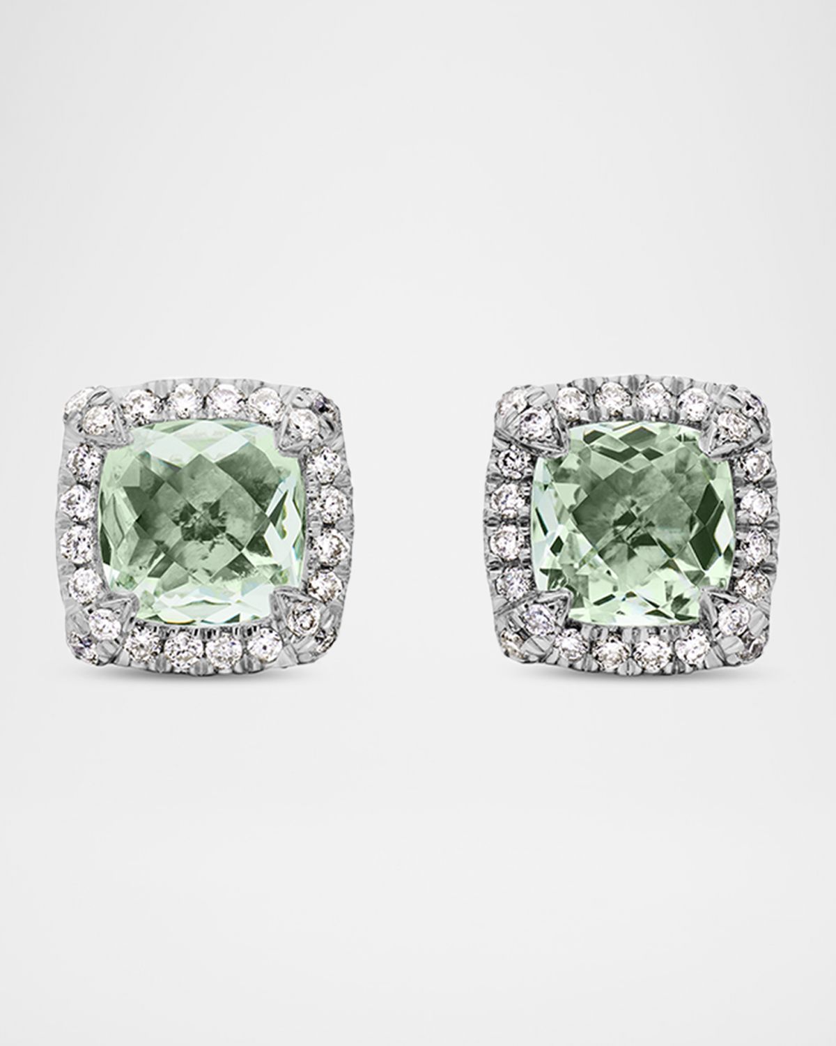 David Yurman Chatelaine Pavé Bezel Stud Earrings with Gemstone and Diamonds in Silver, 5mm