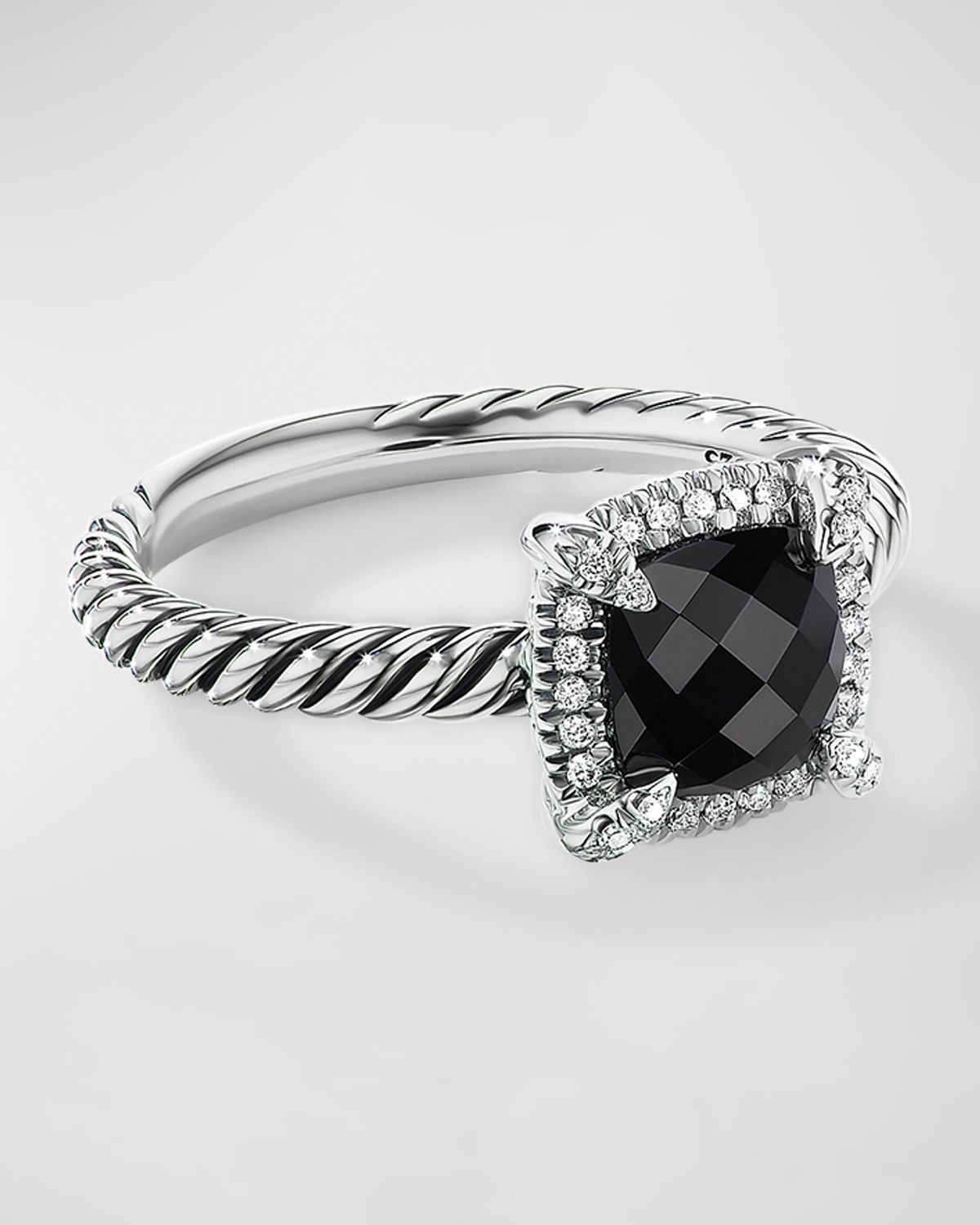 David Yurman Petite Chatelaine Pave Bezel Ring with Gemstone and Diamonds in Silver