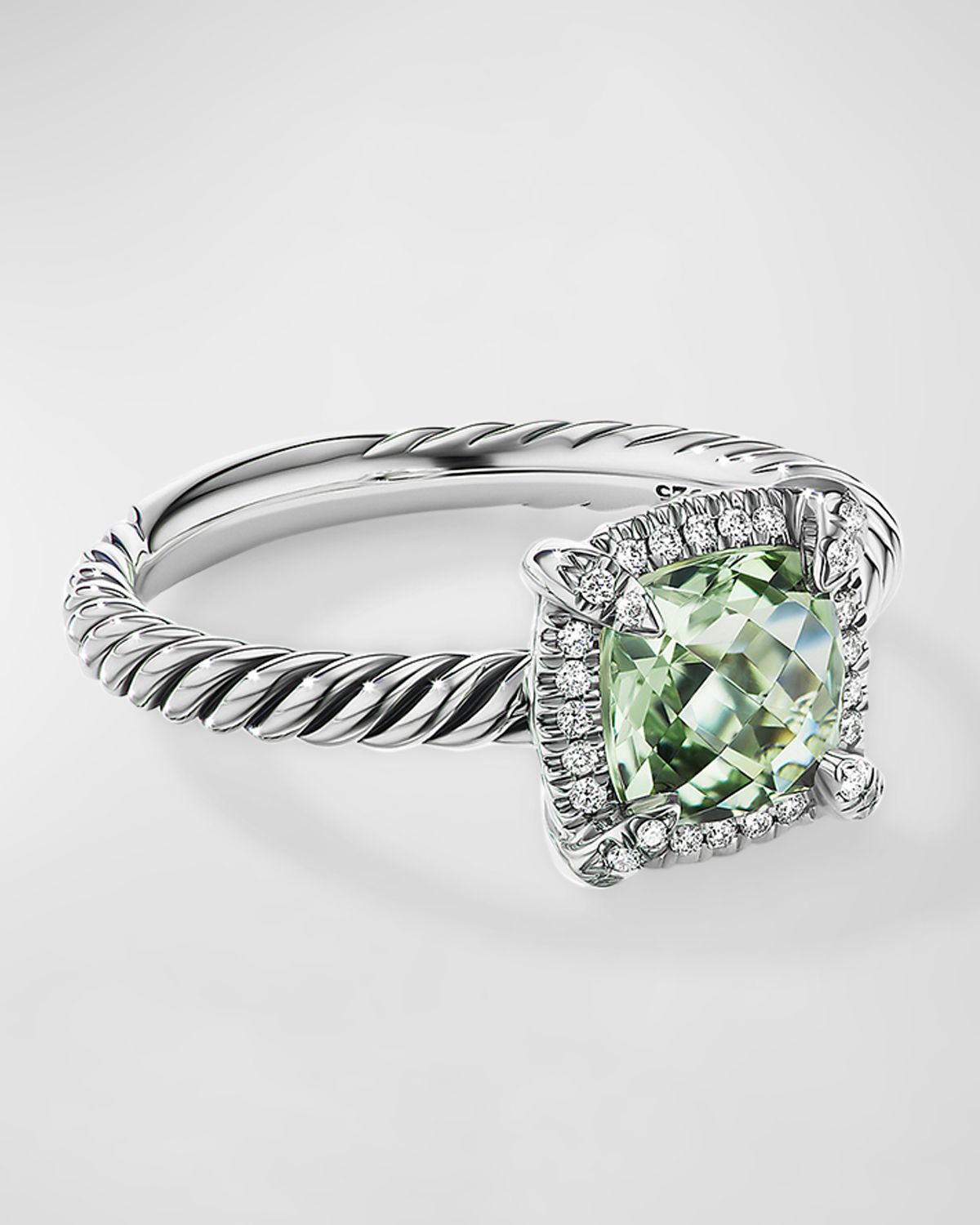 David Yurman Petite Chatelaine Pave Bezel Ring with Gemstone and Diamonds in Silver