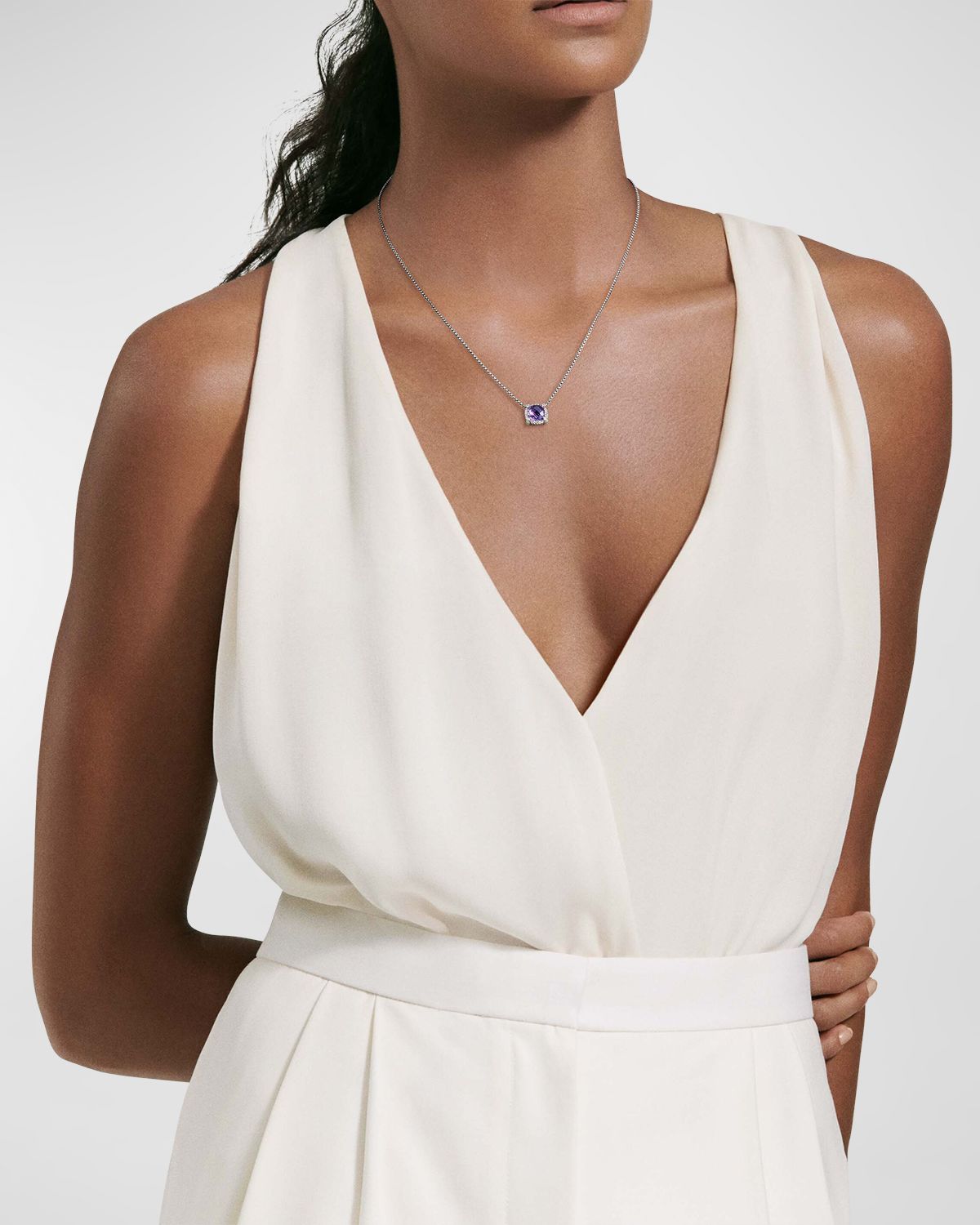 David Yurman 7mm Chatelaine Pendant Necklace with Gemstone and Diamonds in Silver