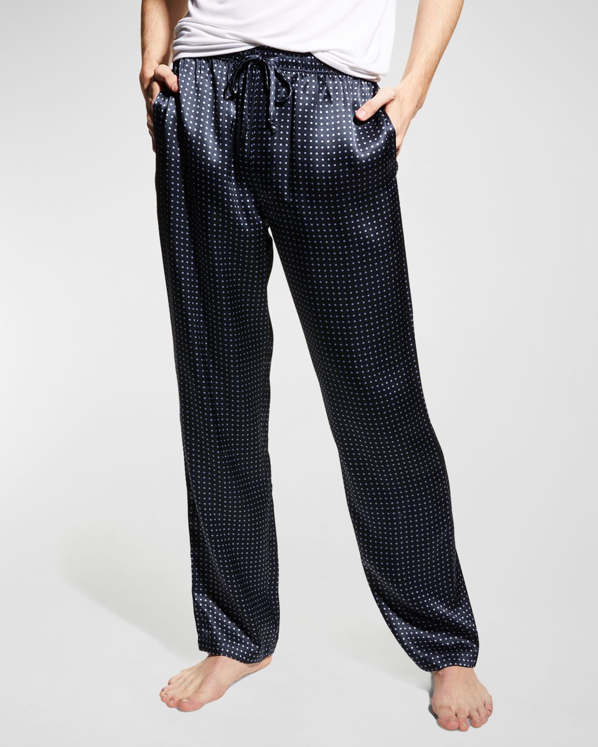 Majestic International Men 's Dotted Silk Lounge Pants