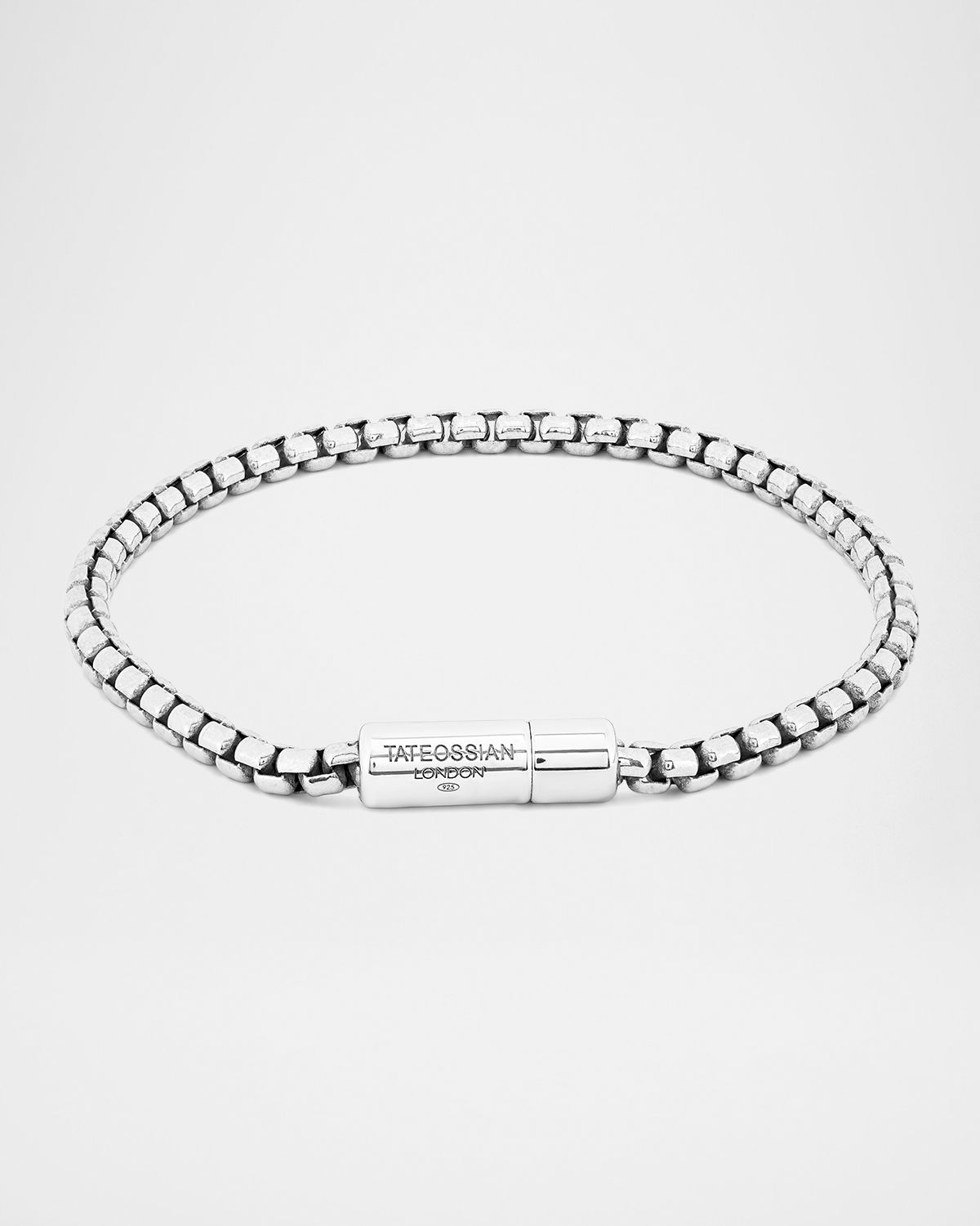 Tateossian Men 's Sterling Silver Box Chain Bracelet, Size XS-XXL