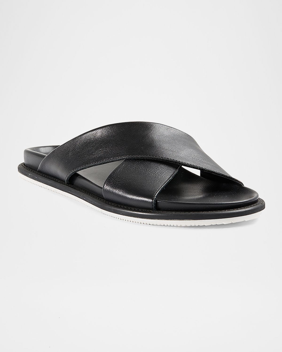 Paul Stuart Men 's Punta Crisscross Leather Slide Sandals