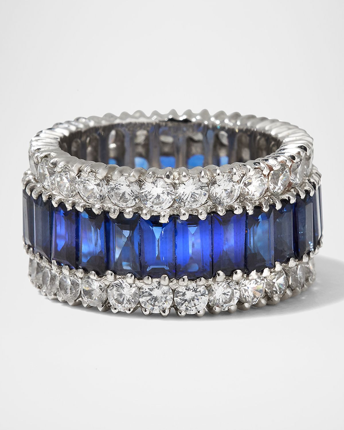 Fantasia by DeSerio All-Around Baguettes and Rounds Ring, Size 6-8, Blue